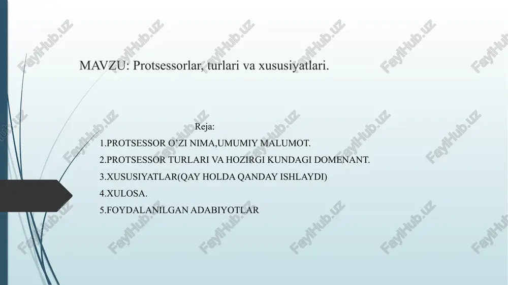 r va boshqalar tomonidan ishlab chiqarila boshlandi. varto shuni ko'rsatadiki, ushbu to'plam asosida radian mikrosimulyatori mt1804 tayyorlangan protsessor turlari 8088/8086 protsessorlari pentium protsessorlari. 1978 yilning iyunida intel o‘zining ya’ngi 8086 protsessorini taqdim etib, inqilob sodir etdi.bu bozordagi ilk 16-razryadli mikroprotsessorlar edi; u vaqtda barcha boshqa protsessorlar 8-razryadli edi. 8086 protsessori 16-razryadli ichki registrlarga ega bo‘lib va 16- razryadli yangi toifadagi dasturiy ta’minotni bajara olar edi. u, shuningdek,16-razryadli tashqi shinaga ega bo‘lib, bir vaqtda 16 bit ma’lumotni xotiraga uzata olar edi.manzil shinasining razryadi 20 bitni tashkil qilar edi va 8086 protsessori 1 mbayt (20-darajadagi 2) sig‘imli xotirani manzillay olar edi. o‘sha vaqtda bu mo‘jiza tuyular edi, boshqa ko‘pchilik mikrosxemalar 8-razryadli ichki registrlariga, 8-razryadli malumotlarning tashqi shinasiga va 16-razryadli manzil shinasiga ega bo‘lib, 64 kbayt dan ko‘p bo‘lmagan operativ xotiranigina manzillay olar edi (16 –darajadagi 2). pentium protsessorlari. 1992 yilning oktyabrida intel beshinchi avlodning moslashuvchan kompyuterlari ko‘pchilik o‘ylaganiday 586 emas, balki pentium …