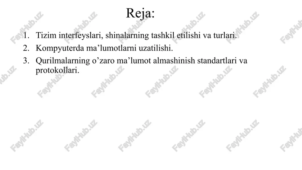 shlashi jarayonida uning apparatli interfeysi bilan ham, dasturiy interfeysi bilan ham aloqada bo’ladi. shinalar kompyuter shinasi – kompyuter quyi tizimi, kompyuter funktsional birliklari o’rtasida ma’lumotlarni uzatish uchun xizmat qiladi. har bir shina, bir aloqa, kara va kabel uchun ulagichga ulanadi, uning majmuini belgilaydi. har bir shina, bir aloqa, karta va kabel uchun ulagichga ulanadi, uning majmuini belgilaydi. kompyuter shinalari ilk kompyuterlarda (kabellarining toʻplamlar — signal va kuch-quvvat, ixcham va birga bogʻlangan texnik qulaylik uchun) bir necha ulanishlar bilan parallel elektr tokini oʻtkazish qurilmasi edi.. zamonaviy kompyuter tizimlarida, bir muddat parallel shinalar kompyuter bir xil mantiq funksiyalarini taʼminlash va har qanday mexanizmlari uchun ishlatiladi.zamonaviy kompyuterda shina parallel yoki ketma-ket ulanish sifatida ishlatiladi va parallel (eng. multidrop) va zanjir (eng. daisy zanjir) topologiyasiga boʻlish mumkin. usb va boshqa shinalarda konsentratorlar (xablardan) foydalanish mumkin.uzatish signallari uchun tezyurar shinalari ayrim turlarida (fibrin channel, infiniband, tezyurar ethernet, sdh) elektr ulanishlardan foydalanilmaydi, optik ulanishlar ishlatiladi. transmission …