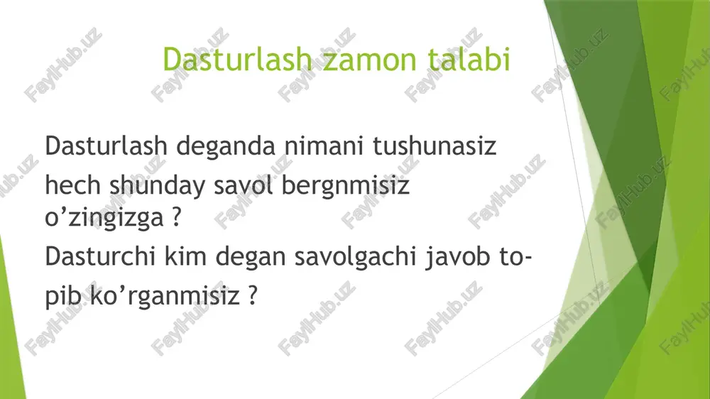 rflab uni idrok qilish hammaga ham emas shuning uchun bu sohaga kirish hamma uchun ham tavsiya etmayman .bu sohani o’rganish uchun insonda avvalo kuchli qiziqish va mustahkam iroda to’liq shakllangan bo’lishi kerak deb hisoblayman bu mening shaxsiy fikrimdir . dasturlash o’rganish uchun online platformalar dasturlashni noldan boshlab o’rganish uchun yuzlab platforma va saytlar mavjud va biz ulardan oqilona foydalanishimiz kerak bularga misol: 1.mohirdev 2.robocontest 3.mooc kabilardir mooc ushbu platforma orqali ko’plab yoshlar hozirgi kundagi ko’plab zamono- fan va sohalarni o’rganib yangidan-yangi sohalarga qo’l urishmoqda . “sun’iy intelekt “ko’pchilik tomonidan muhokamaga sabab bo’layotgan soha hozirda sun’iy ong atamasi hamma tomonidan ommala- shib bormoqda buning asosiy sababi uning imkoniyatlari cheklanmaganligi va uning bexato ishlashidadir sun’iy intelekt haqida tasavvur sun’iy ong nima ? hozirda ko’plab muhokamalarga sabab bo’layotgan inson tomonidan yaratilgan mustaqil fikrlay oladigan mexanizmning boshqaruv qismi sun’iy ong deyilishini barcha bilsa kerak . bu ishlanma hozirda ko’pchilik tomonidan turli qo’rquv va turli …