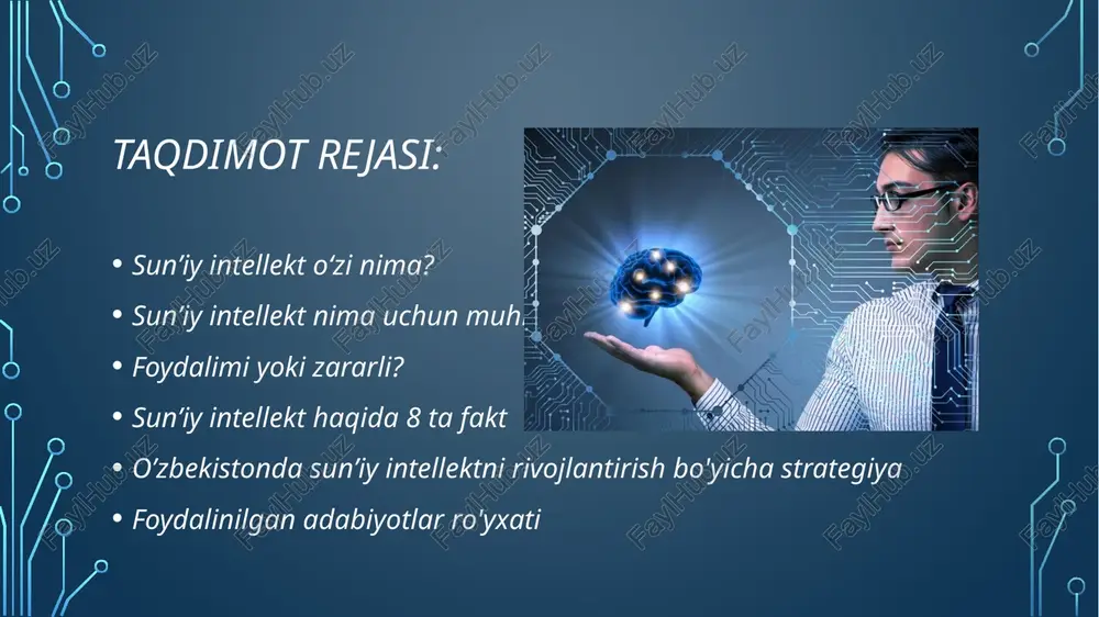 ab tegishli dasturdan foydalanasiz. bugungi kunda, odamlar va mashinalar faoliyati natijasida hosil bo‘layotgan ma’lumotlar hajmi, odamlarning ushbu ma’lumotlarni o‘zlashtirish, talqin qilish va murakkab qarorlarni qabul qilish qobiliyatidan ancha ustundir. sun’iy intellekt esa katta hajmdagi ma’lumotlarni tahlil qilish va ular asosida qarorlar qabul qilishga qodir. masalan, «krestlar va nollar» o‘yinida, aksariyat odamlar yutish yo‘lini bilishadi. ammo bu o‘yinda 255 168 ta noyob (unikal) yurishlar mavjud ekanini va ulardan 46 080 tasi durrang bilan tugashini hamma ham bilmaydi. shashka o‘yinida 500 x 1018 yoki 500 kvintilliondan ko‘p turli potensial harakatlar mavjud. kompyuterlar ushbu kombinatsiyalarni va harakatlarni hisoblashda, hamda eng yaxshi yechim topishda nihoyatda samaralidir. sun’iy intellekt, uning rivojlanishi va uni chuqur o‘rganish biznes qarorlarni qabul qilishning kelajagi hisoblanadi. kelajakda bu texnologiya iqtisodiyotning barcha sohalarida to‘g‘ri yechim topishga imkoniyat yaratib berishi mumkin. foydalimi yoki zararli? si haqidagi bahs-munozaralar qariyb 50 yildan beri davom etib kelmoqda. mutaxassislar hanuzgacha bir to‘xtamga kelishgani yo‘q. ba’zilar ularning …