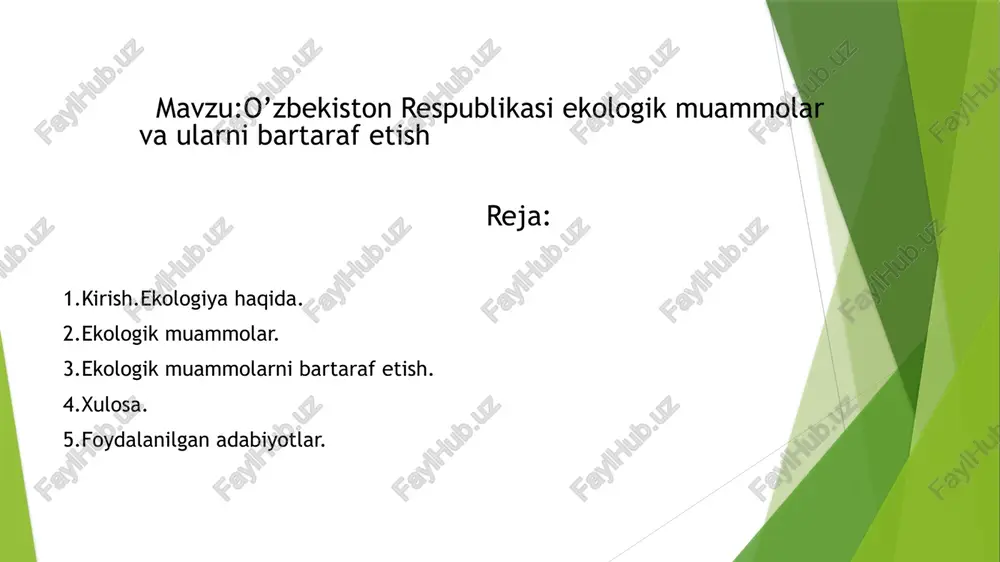 i va boshqalar. atmosferaga zararli gazlarning chiqishi, ozon qatlamining yupqalashishi, global isish va iqlim o'zgarishi, ekotizimlarning yomonlashishi ekologik muvozanatning mutlaqo beqaror ekanligini ko'rsatadi. . global ekologik oʻzgarishlarning salbiy oqibatlari nimalarda aks etadi? mamlakatlarning iqtisodiy va siyosiy hukmronlikka intilib, ulkan obroʻ qozonish maqsadida mamlakat ishlab chiqarishiga alohida urgʻu berib kelayotganligi global ekologik inqirozni keltirib chiqarmayaptimikan? yoki bu muammolarga biz insonlarning yashash tarzimiz sabab boʻla oladimi? oʻtgan asrga nisbatan insoniyat yashash tarzi shunchalik darajada oʻzgardiki, insoniyat sivilizatsiyasida hali mutlaqo kuzatilmagan global isish, dengiz va yer ekotizimlarining misli koʻrilmagan darajada kamayib borishiyu, yer yuzining turli mintaqalarida qurgʻoqchilik, suv toshqinlari kabi bir qator salbiy holatlar ham yuz berayotganligi barchamizga birdek ayondir. bir soʻz bilan aytganda insonning tabiatga aralashuvi aqlga sigʻmaydigan darajaga yetishga ulgurdi. . atrof-muhitni muhofaza qilish, biologik xilma-xillikni saqlash, iqlim oʻzgarishlarining oldini olish, ozon qatlamining yemirilishi, choʻllanish, atmosfera havosining ifloslanishi kabi global ahamiyatga ega masalalarni hal etish hozirgi kunda insoniyat oldida turgan eng …