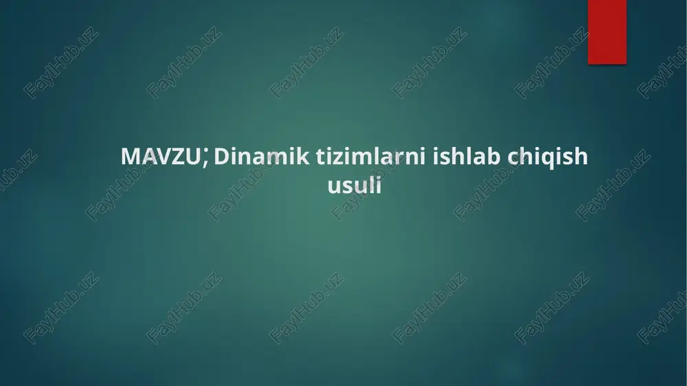 alaridan iborat bo'lishi mumkin. testlash va integratsiya: dinamik tizimni ishlab chiqish jarayonida, testlash va integratsiya bosqichlari katta ahamiyatga ega. tizimning qurilishi va qo'llanishi uchun testlar va imitatsiyalar olib boriladi. keyingi bosqichda, tizimning qismi komponentlari va modullari integratsiya qilinadi va to'liq tizim ishga tushiriladi. rivojlanish va ta'minlash: dinamik tizimni ishga tushirgandan so'ng, uning rivojlanishi va ta'minlanishi muhimdir. tizimning ishlab chiqishdan so'ng, uning monitoringi, boshqarilishi, xavfsizligi va samaradorligi kuzatiladi. tizimda mejnun bo'lgan muammolar aniqlanadi va ularni bartaraf etish uchun yangilash va rivojlanishlar amalga oshiriladi. dinamik tizimlarni ishlab chiqish usuli, konseptsiya va strategiyani belgilash, analiz va loyihalash, texnologik intizom va o'rnatish, testlash va integratsiya, va rivojlanish va ta'minlash bosqichlardan iborat bo'ladi. bu usul, o'zgaruvchan va rivojlanadigan sanoat tizimlarini ishlab chiqishda yordam beradi. konseptsiya va strategiya, bir ishni amalga oshirish va maqsadga erishish uchun belgilangan yo'l harakati va rejalardir. bu termlar, tashkilotning maqsadlarini, qo'llaniladigan usullarni, istiqbollarni va qo'llanmalarni belgilashda o'rtacha sifatda ishlatiladi. konseptsiya: konseptsiya, …