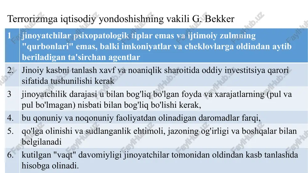 etma-ket to‘rt yil davomida 15.2 %dan kamayib 2018 yilda 15 912 kishini tashkil etdi — bu o‘tgan yillar ichidagi eng yuqori ko‘rsatgich bo‘lgan 2014 yildan 53% ga kamroq degani. iqtisodiy salbiy ba'siri hisob-kitoblar 2018 yilda terrorchilik jahon iqtisodiyotiga $34 mlrdga “tushganini” ko‘rsatmoqda. 2001 yil 11 sentyabr terroristik hujum iqtisodiy oqibatlari 1. hujumining to'g'ridan-to'g'ri qiymati taxminan 20 milliard dollardan oshdi. 2. pol krugman, nyu-york shtatining nazoratchi tomonidan 21,8 milliard dollarlik mol-mulkni yo'qotish bahosini keltirib chiqardi. 3. bu yilgi yalpi ichki mahsulotning taxminan 0,2% ni tashkil etadi 4. oecd (iqtisodiy hamkorlik va taraqqiyot tashkiloti) hisob-kitoblariga ko'ra, ushbu hujum xususiy sektorga 14 milliard dollar, federal hukumat esa 0,7 milliard dollar, tozalash esa 11 milliard dollarga baholanmoqda. 5. r. barri jonson va oana m. nedelskiga ko'ra, "terrorizmning moliyaviy bozorlarga ta'siri", bu raqamlar aqsh yillik yalpi ichki mahsulotining 1 foizidan 1/4 qismiga to'g'ri keladi bmt bosh assambleyasi "birlashgan millatlar tashkilotining global terrorizmga qarshi strategiyasini qayta …