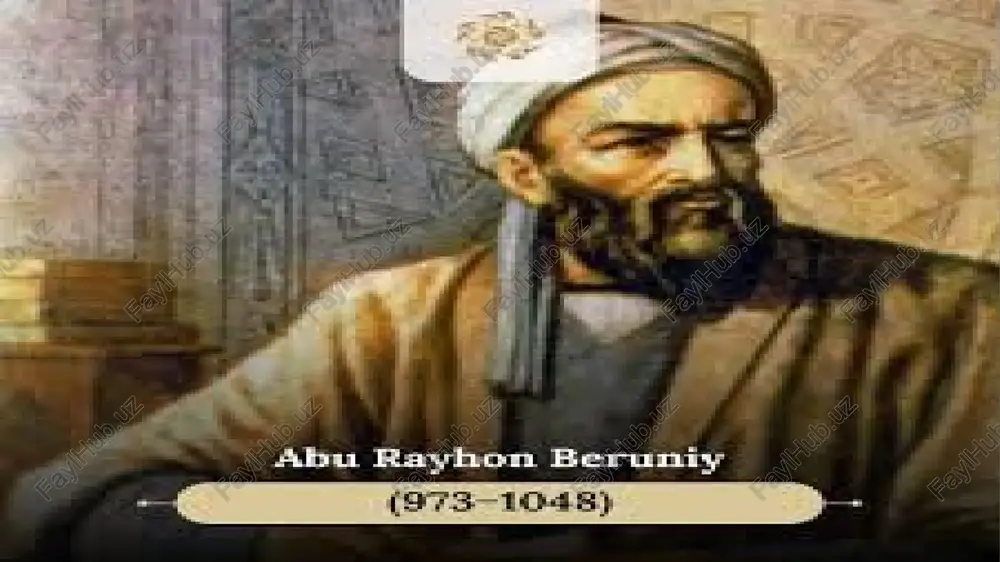 ishlar va ijodiy kamolot davri boʻldi. oʻzining ilk astronomik tajribalarni 16 yoshida katshahrida boshlagan alloma, joʻrjonda nafaqat astronomiya va boshqa tabiiy fanlar bilan shugʻullandi, balki tarix va din tarixi bilan ham qiziqdi. olimning muhim asarlaridan biri „qadimgi xalqlardan qolgan yodgorliklar“ uning jurjon saroyida xizmat qilgan davrida yaratiladi. 1000-yili tugallagan bu asar muallifning koʻp qirrali olim ekanini namoyish etdi va unga katta shuhrat keltirdi. umuman, beruniy joʻrjonda 10 dan ortiq asrlarini bitishga muyassar boʻldi. xorazmning yangi hukmdori abu abbos maʼmun ibn maʼmun beruniyni oʻz saroyida katta izzat-hurmat bilan qabul qiladi. maʼmun rahnamoligida vujudga kelgan ilmiy markazda faoliyat koʻrsatish bilan birga siyosiy jarayonlarda ham xorazmshohning yaqin maslahatchisiga aylanadi. xorazmning mahmud gʻaznaviy tomonidan bosib olinishi beruniy hayotini xavf ostiga qoʻydi. asarlari al-beruniyning aksariyat asarlari arab tilida boʻlsa-da, u „kitob at-tafhim“ni fors va arab tillarida yozib, bu ikkala tilda ham yoza olish mahoratini koʻrsatgan[8]. beruniyning 65-qamariy/63-shamsiy yilgacha (427/1036-yil oxiri) yozilgan adabiy asarlari roʻyxatida 12 …