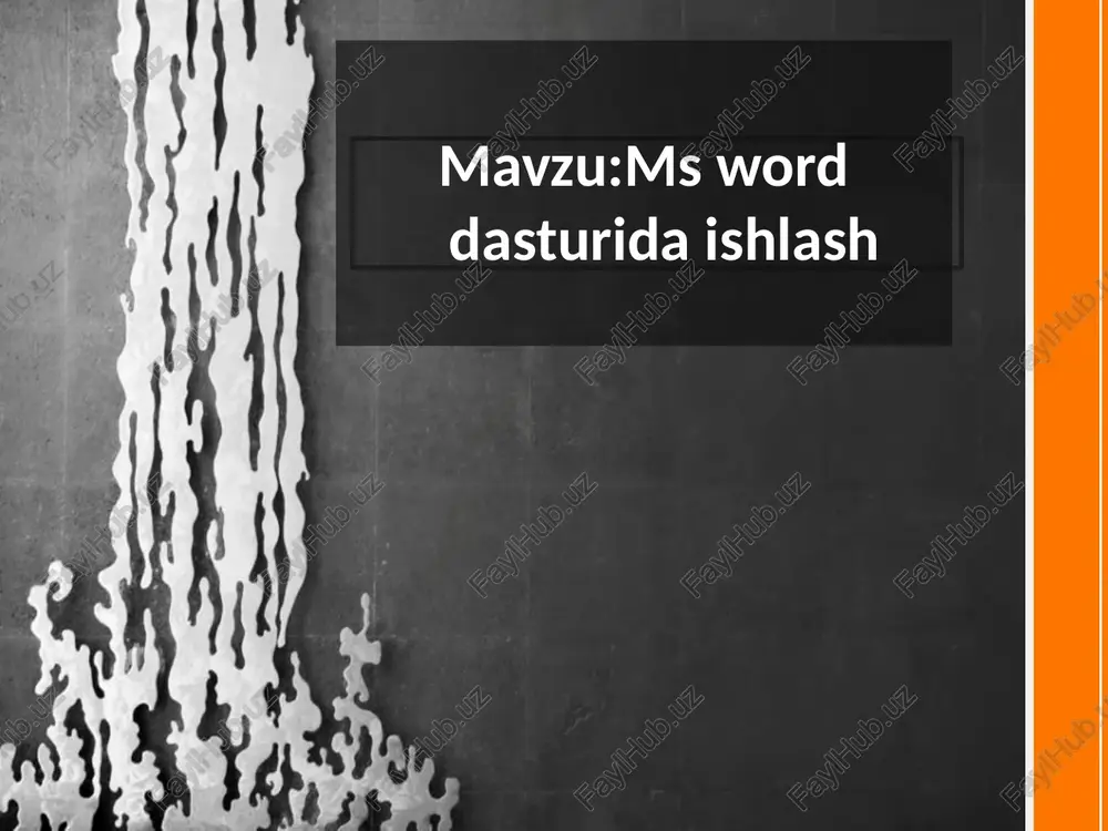 irish,chop etish va boshqa imkoniyatlarga ega bu bo’limda malumotlarni nusxalash,qirqib olish,shriftni kattalashtirsh,kichiklatish,korinishini,rangini o’ztirish,turli hil shakillar(figuralar) qoyish va boshqa turdagi imkoniyat bajarish mumkin xulosa: men word dasturini o’rganib chiqtim.word dasturining hayyotimizdagi ro’li judda katta.matinlarni yozish,ko’rish va tahrirlashda katta yordami tegdi.word dasturining bizga beradigan eng katta imkoniyati bu vaqtdan yutishdir. image2.png image1.jpeg image4.png image5.png image6.png aab6b0rr,| aab6b0r, aabgb: aabobn aad aanene aabobere, acbobors aab6be ld coxpanurrs . = cbegehua: aoxymeut microsoft word ‘c:\users\user1\desktop\joxymext microsoft word.docx coxpanite kak onpere gof aaxpum tpebyerca axrusayna npoaykra —— amuehshm ana npoaykta. uto6bi nonyunte aevctemterbhyfo amyehshio ana = akthbmpobate ah oay«ra, aktmempylite knlou npoaykta ceruac. nocneanne mpoay«t " csoiictea gam pasmep 0 6aiir ». unteno erpaniny 1 aspellehia meuaty p ‘uucno cnob oo bce moryt otkdbibatb, kommpobatb m u3mehatb hogyto uact 3toto aokymehta. o6wee bpema npaskn 11 mmh coxpahut 1 otnpasuit> ee haseanue aoxyment ~ ter cnpaeka tipumeuanna 9) mapamerpst nogrotosute k o6uemy aoctyny ceasanneie garb awe …