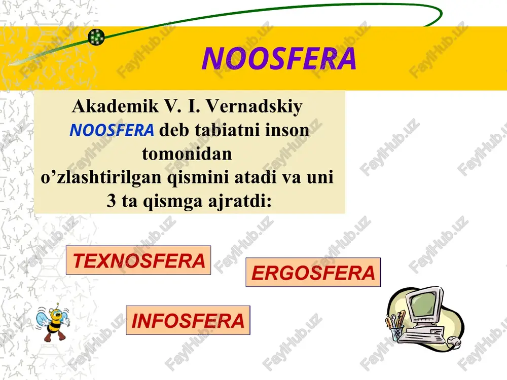 o`zidan olingan bo`lib, “tushuntirish”, biror narsani “bayon qilish” yoki biror narsa yoki hodisa haqida “ma`lumot” ma`nosini anglatadi. muammoli savol ! axborot va ma’lumot tushunchalari bir xil ma’noni anglatadimi? ma’lumot va axborot sezish a`zolari, turli asboblar yordamida qayd etiladigan tashqi dunyo dalillari ma`lumotlar deb ataladi. ma`lumotlar aniq vazifalarni hal etishda zarur va foydali deb topilsa — axborotga aylanadi. informatika informatika — axborot texnologiyalari, vositalari yordamida axborotni qabul qilish, saqlash, unga ishlov berish, uzatish usullarini o`rganuvchi fandir. aloqa kanali axborotni uzatuvchi axborot qabul etuvchi axborotni qabul qilish, saqlash va unga ishlov berish vositalariga misollar keltiring. axborotning xossalari aniqlilik dolzarblilik mazmundorlik etarlilik barqarorlik ishonarlilik vazifasiga ko’ra axborot turlari ma’lumotnoma tavsiyanoma me’yoriy signalli taqdim etish usuliga ko’ra axborot matn jadval matrisa grafik dinamik qatorlarga bo’linadi qayta ishlash usuliga ko’ra axborot birlamchi ikkilamchi mantiqiy xulosa yakuniy axborotlarga bo’linadi axborotni qabul qilishda efir xavo suv rentgen nuri elektr toki axborotni saqlashda ip gazlama plast massa qog’oz …