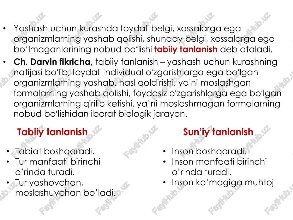 lari o'rtacha uzunlikda bo'lgan formalar bo'ron paytida tink qolganligi, normadan o‘'zgargan chumchuglar nobud bo'lganligi aniglangan. e y.hasharotlar yordamida changlanadigan o'simliklar gulining yirik-maydaligi va shakli, shamol yordamida changlanadigan o‘simliklar gulinikiga nisbatan o‘'zgarmas. e ¥. qush bolalarining soni bilan ota-ona keltirgan oziq o'rtasida bog'liqlik mavjud bo'ladi. chug‘urchug uyasiga eng ko'‘pi bilan 5 ta tuxum go'yadi. agar 5 tadan ortig qo'ysa, oziq yetisnmasligi bolalarning nobud bo'lishiga sabab bo'ladi. e ¥. normal odamlar hujayrasida 44 ta autosoma va 2 ta jinsiy xromosoma borligini bilasiziar. agar ayolning urug‘langan tuxum hujayrasida 44 ta autosoma va bitta y xromosoma bo'lsa, boshqacha aytganda x xromosoma yetishmasa, u holda homila ona gornida 2-3 oydan so'‘ng rivojlanmay goladi va tabily abort ro'y beradi. ¢ demak stabillashtiruvchi tanlanishga ko’ra: ¢ muhit o'zgarmasa, organizm ham o'zgarmasa u yashab goladi, muhit o’zgarmasa organizm o'zgarsa u nobud bo'ladi. a tanlanishning ta’sir yo‘nalishi tanlanishning ta’sir o‘nalishi salt y individlar soni ee * . a belgining …