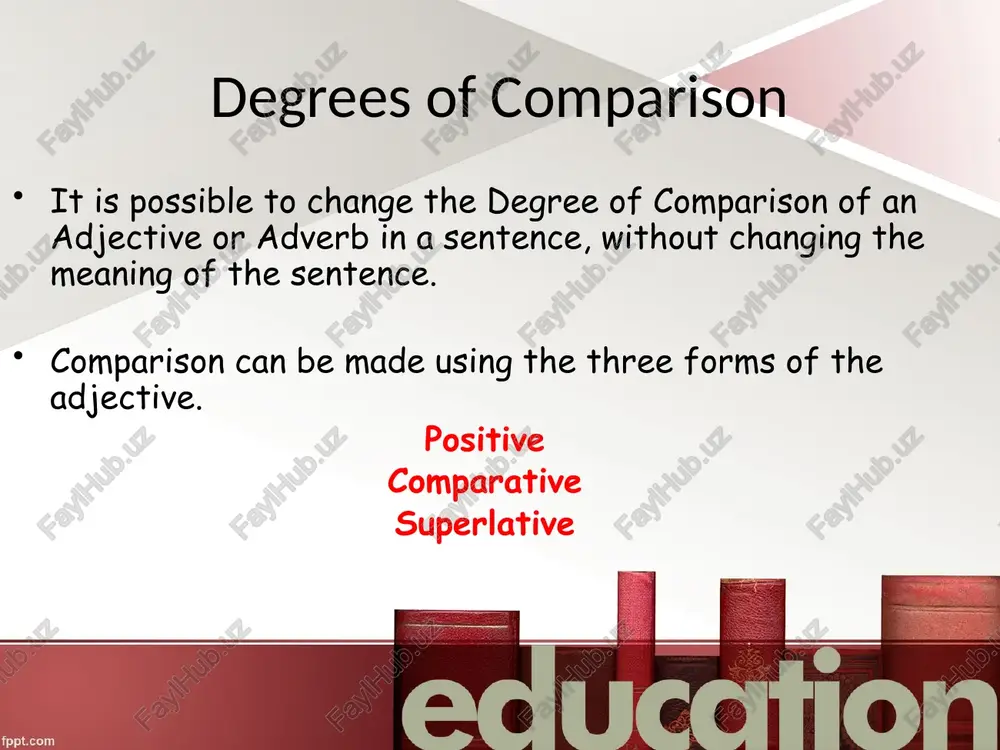 r wealthiest by doubling the final consonants list of degrees of comparison positive comparative superlative big bigger biggest dim dimmer dimmest fat fatter fattest hot hotter hottest thin thinner thinnest by using more and most list of degrees of comparison positive comparative superlative active more active most active attractive more attractive most attractive beautiful more beautiful most beautiful brilliant more brilliant most brilliant careful more careful most careful courageous more courageous most courageous cunning more cunning most cunning difficult more difficult most difficult famous more famous most famous faithful more faithful most faithful irregular comparisons list of degrees of comparison positive comparative superlative bad worse worst evil worse worst good better best ill worse worst far farther farthest well better best late later latest little less least much more most many more most here more than two persons or places or things are compared. matchless comparisons are of this type: …