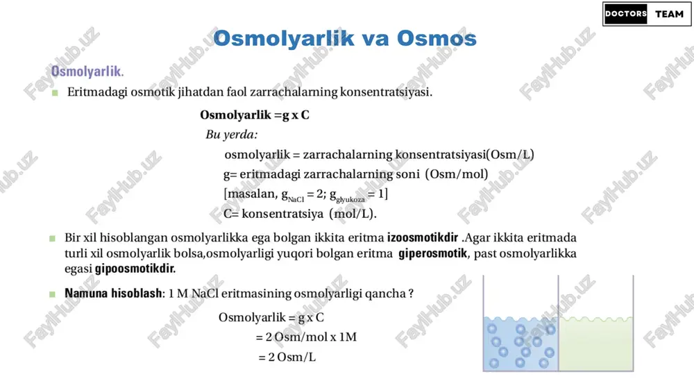 vascular cnn —™a ns lymphatic flow a hypertonic solution (osmosis.o 2022 edit aptepmasbhbia kohel| kanunnapa rmgpocratmyeckkoe aapnenne kpobn 25 mm hg ohkothyeckoe aaabnehue @vnbtpawma bodbi od = 35 - 25 = 10 mm pr.ct. @unbtpyerca 20 n bomb 3a cytkk tmmea 2necyrkn 35-25=10 25-15 ‘@mnbtpauma peabcopblma . hapucyti bropow onbit j1.fanbbanu zea | (6e3 metansa) e/ lon kanallari = selektivlik = ochig va yopig holat = kanalning o’tkazuvchanligi = a. voltajga bog’liq kanallar = b. ligand-darvozali kanallar x ener, seren xs. owe py , et 0 diffuziya va muvozanat potensiali = diffuziya potensiali = muvozanat potensiali = elektrokimyoviy muvozanatda = na+ diffuziya potensialiga misol nav-selektiv membrana 88iyor yy ns xs > a fs es 3 é % 0: ”% k s, s medica na*-selective membrane 1 2 nat~ ~* nat cl gr nat cr ttt nat cr x = = 2 _ kt - xp heeh htt ett tte eee …