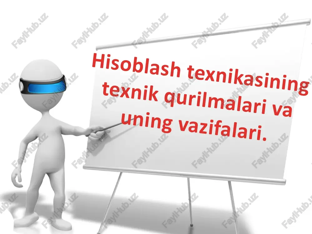 um, celeron, xeon, core 2 duo, core i3, i5, i7 athlon, sempron, athlon x2, phenom x4 tovush platasi sistema blokining qismlari tovush platasi (ing. sound adapter, adapter - moslashtiruvchi) - axborot saqlagichlarga yozilgan raqamli audio-axborotni tovushlarga aylantirib beruvchi qurilma. qurilmaning chiqish qismiga ovoz kuchaytirgich yoki karnaylarni ulash mumkin. tovush platasi o'z mikro- protsessoriga ega bo'lib, tovushni kiritishda analog-raqamli o'zgartirish va chiqarishida o'zgartirishni ta'minlaydi. sistema blokining qismlari video platasi video plata-(ing. graphics adapter) - murakkab tasvirlar va millionlab ranglarni qayta ishlashni ta'minlab beruvchi plata. bu plata 16 o'z mikroprotsessori va tezkor xotirasiga ega bo'ladi. zamonaviy video-plata hajmli va uch o'lchovli grafika bilan ishlash imkoniyatiga ega. hozirgi kundagi juda ko'p dasturlar va o'yinlar 64 mb yoki 128 mb sig'imli video- platalar bilangina ishlaydi. vinchester sistema blokining qismlari vinchester- qattiq disk (ing. hdd, hard -- qattiq, disk -- disk, drive -- dvigatel) deb ataluvchi turisiz tasavvur qilib bo'lmaydi. bu xotirani asosiy xotira qurilmasi …