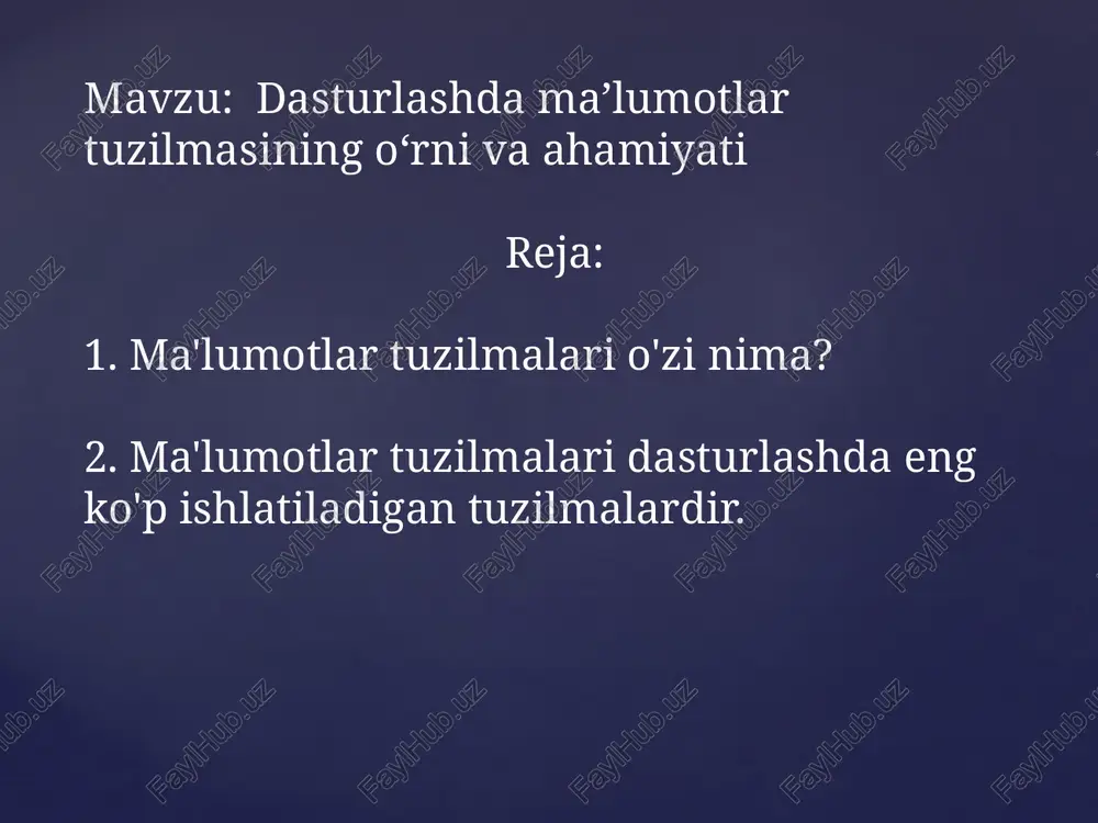 a tuzilmalarning inglizcha nomi hamma joyda ishlatiladi va ularning nomi odatda tarjima qilinmaydi, men ularni asosan ingliz tilida ishlataman. ma'lumotlar tuzilmalari nima ekanligini qisman bilib oldingiz va ularning asosiy turlari bilan tanishdingiz. biroq, bu joyga kelganingizda, " nima uchun turli ma'lumotlar tuzilmalari kerak?"nima uchun bir xil turdagi universal ma'lumotlar tuzilmasidan foydalana olmaysiz? agar siz hayron qolmasangiz, bu yaxshi emas: "heck nima emas?") keling, bu savolga javob topishga harakat qilaylik. bundan oldin, ma'lumotlar tuzilmalari ustida bajarilishi mumkin bo'lgan asosiy harakatlarni ko'rib chiqaylik. bunga quyidagilar kiradi: • ko'rib chiqish (traversing) • o'qish (retrieving) • qo'shish (qo'shish) • olib tashlash (olib tashlash) • qidiruv (qidiruv) * saralash (saralash) * termoyadroviy (termoyadroviy) o'z ichiga oladi. ammo turli xil ma'lumotlar tuzilmalarida yuqoridagi harakatlar turli tezliklarda amalga oshiriladi. misol uchun, ning oddiy misol olish qilaylik, qachon o(1) vaqt qator uchun ma'lumotlarni o'qish sarflanadi, va o(n) vaqt uni kiritish yoki olib tashlash uchun sarflanadi. va linkedinda buning …