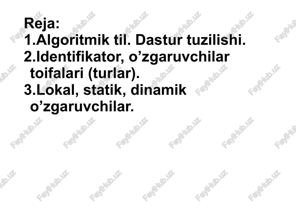 ar tiplarga ega bo’lishi kerak. sonli tiplar jimlik qoidasiga binoan hammasi — signed. asosiy tip c++ dagi sinonim char __int8 short int __int16 long int __int32 long long int __int64 8 kompilyator microsoft visual c++ ponimaet i drugie nazvaniya (sinonimi) dlya tselochislennix tipov. ix nazvaniya nachinayutsya s dvux znakov podchyorkivaniya: dopolnitelnie tipi po umolchaniyu znakovie (signed), no mogut bit ukazani kak bezznakovie (unsigned). string string a variable or constant of type string is several characters in length. strings vary in length and may even have no characters: an empty string. the characters can be letters and/or digits and/or any other printable symbol. for example: var telephonenumber = '44121654331' javascript var firstname = 'emma' javascript var unrepeatable = '@!&&@@##!' javascript telephonenumber = '44121654331' python firstname = 'emma' python unrepeatable = '@!&&@@##!' python david watson, helen williams “computer science” hodder education london – 2015 9 v microsoft visual c++ po umolchaniyu tip …