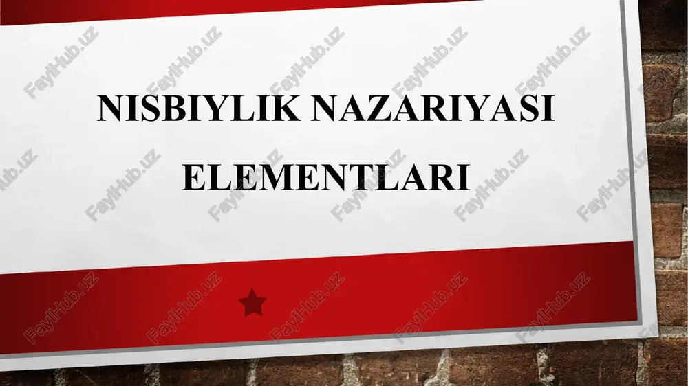 halik atomlar okimi nazariyasi ustunlikka erishdi (nyuton), bunda yoruglik nu-ri manbadan juda katta tezlik bilan bir onda tarkaladi deb xisoblandi. galiley (1564 - 1642) yoruglik tezligini chekligini aytgan bulsada, uni tajribada isbotlay olmadi. yoruglik tezligini birinchi bulib yupiterning yuldoshi ioni xara-katini kuzatish asosida ryomer (1676 y) anikladi. keyinchalik er sharoitida fizo (1849) fuko (1860), maykelson (1881). bergshtrand (1949) yoruglik tezligini juda katta aniklikda ulchash-di. radiolokatsiyani rivojlanishi yoruglik tezligini radiochastotalarda ulchash imkonini berdi. bu ulchashlar natijasida yoruglikning vakuumdagi tezligis= (2,9979245812)108 m/s = 3 108 m/s ga tengligi topildi va bu tezlik chekli ekanligi tajribalarda ankilandi. ii. 1865 yil maksvell elektrodinamika ko-nunlarini umumlashtiruvchi tenglamalar siste- masini yaratdi. elektromagint maydon uchun yaratilgan bu tenglamalar orkali yoruglik elekt-romagnit tulkin tabiatiga ega ekanligi tulik isbotlandi. lekin, bu tenglamalar galiley almashti-rishlariga nisbatan invariant emas edi. m-n, kuzgalmas inertsial sanok sistemasida yoruglik s tezlik bilan tarkalsa. klassik mexanikada tez-liklarni kushish koidasiga binoan v tezlik bi-lan xarakatlanayotgan inertsial …