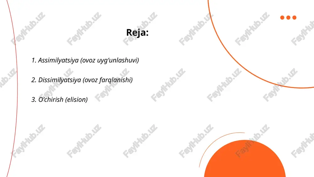 rishlarda uchraydi. turlari: samit qoʻshilishi (konsonant epentez) va unli qoʻshilishi (vokal epentez). sabablari: talaffuz qulayligi, artikulatsion yengillik, morfologik chegaralar. joylashuvi: soʻz boshida, oʻrtasida yoki oxirida. misol: dastarkhon soʻzida unli qoʻshilishi natijasida dasturxon. epentez mintaqaviy talaffuz va yozuv tizimlariga taʼsir qiladi. nutq tovushlarining fonetik oʻzgarishi.kombinator va pozitsion oʻzgarishlar moʻydinova maftuna e'tiboringiz uchun raxmat! image1.png image2.png image3.png /docprops/thumbnail.jpeg