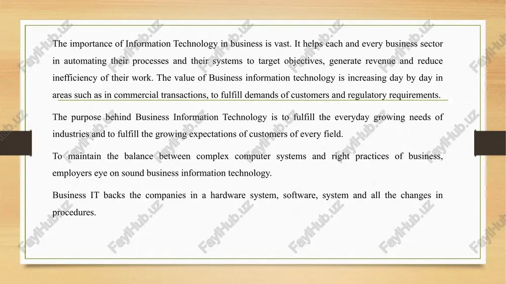ecialist data scientist database administrator it manager support analyst database developer a software tester, engineer, architect software development manager network engineer uses of information technology business since the arrival of computers, the entire face of the business world has been changed. to run the different departments of business swiftly, use of information technology is important and it is possible with computers and softwares. the use of information technology can be seen in departments such as finance, human resources, manufacturing, and security. role of it can’t be ignored. education technology enables teachers to be up to date with new techniques and help their students to be updated with latest technologies such as use of tablets, mobile phones, computers, etc. in education. information technology not only helps students to learn new things but also helps students of college dropouts. finance information technology opens the doors for traders and common people to do …