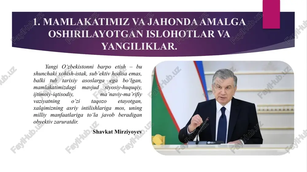 a oladigan shht iqlim kengashini tuzish taklif qilindi. 1. mamlakatimiz va jahonda amalga oshirilayotgan islohotlar va yangiliklar. “barchamiz uchun hayotiy o‘ta muhim bo‘lgan ushbu sohada amaliy hamkorlikning yangi mexanizmlari va shakllari zarurdir”, dedi shavkat mirziyoyev. xavfsizlik sohasidagi samarali hamkorlik shht rivojlanishining muhim sharti hisoblanadi. mamlakatlardagi vaziyatni baholash va bugungi voqelikni hisobga olgan holda majmuaviy qarorlar qabul qilish uchun mintaqaviy aksilterror tuzilmasi kengashining yillik sayyor yig‘ilishlari amaliyotini yo‘lga qo‘yish muhimligi ta’kidlandi. kiberjinoyatchilikka qarshi kurashish uchun qo‘shma platformani yaratish vazifasi tobora dolzarb bo‘lib borayotgani qayd etildi. 1. mamlakatimiz va jahonda amalga oshirilayotgan islohotlar va yangiliklar. xulosa sifatida shuni ta’kidlash lozimki, o‘tgan davrda shht o‘zini samarali mexanizm sifatida namoyon etib, siyosat va xavfsizlikdan iqtisodiy va ijtimoiy hamkorlikkacha bo‘lgan keng qamrovli masalalarni o‘z ichiga olgan mintaqaviy muammolarning butun bir majmuini hal etishga qodir xalqaro forum sifatida jahon siyosat sahnasidan mustahkam o‘rin egalladi. ayniqsa, bugungi kunda dunyoda tinchlik va barqarorlikni ta’minlash, mintaqalar va hududlarda xavfsizlik …