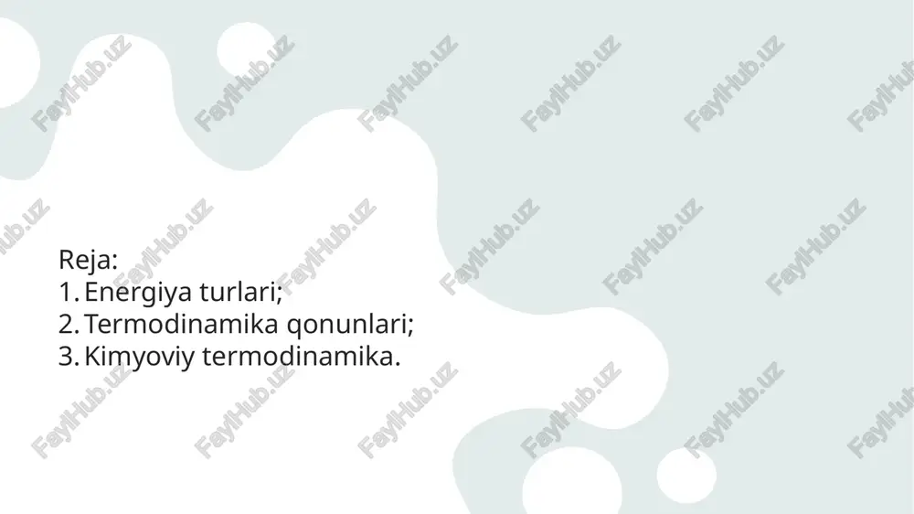 bilan boradi. 2. nurlanish ish turi — hujayralarning kimyoviy energiyasi hisobiga shakllanadigan va nur tarqatish bilan davom etadigan energiya kamayishining ish miqdori. buning oqibatida barcha tirik organizmlar, shu jumladan odam organizmi ham o‘zidan o‘ta kuchsiz elektromagnit nurlanish tarqatadi. bu hodisa inson aurasining shakllanishiga olib keladi. 3.mexanik ish turi — mexanik kuchlarga qarshi bajariladigan ish miqdori. bunga odam mushaklarining qisqarishi hisobiga bajariladigan mexanik ishni misol qilish mumkin. jumladan, mushaklarning qisqarishini amalga oshiradigan modda — aktomiozin oqsilidir. uning qisqarishini ta’minlaydigan energiya esa atf molekulasining gidrolizi natijasida hosil bo‘ladi: 4.elektr ish turi — zaryad qiymatiga ega bo‘lgan zarrachalarning (ionlarning) elektr maydonida tashilish ish miqdori. buning oqibatida dastlabki va so‘nggi (ish bajarilgandan keyingi) elektr potensiallari va elektr toklari qiymatlari orasida farq kelib chiqadi. organizmda bu ish turi hujayralarda biopotensiallar hosil bo‘lishida va ko‘zgalishning hujayralararo o‘tkazish hollarida kuzatiladi. 5. osmotik ish turi —konsentratsiya qiymati kichik bo‘lgan eritma muhitida saqlangan modda zarrachalarini yarim o‘tkazuvchanlik tabiatiga ega …