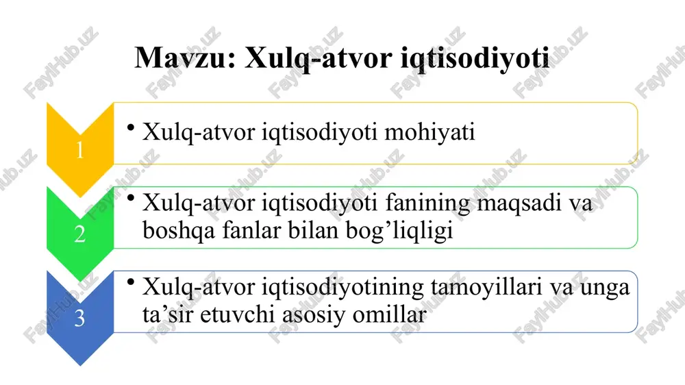 orasida alohida ahamiyat kasb etadi. shu bois, xulq-atvor iqtisodiyotini o’rganishga alohida e’tibor qaratish lozim. xulq-atvor iqtisodiyotiga ta’rif berishdan oldin, iqtisodiyotning ta’rifi keltirib o’tish maqsadga muvofiqdir xulq-atvor iqtisodiyoti nima? xulq-atvor iqtisodiyoti inson xulq-atvorining empirik kuzatuvlariga asoslangan bo'lib, odamlar neoklassik iqtisodchilarning fikriga ko'ra, har doim ham ma'lumot va vositalar mavjud bo'lsa ham, "oqilona" yoki "optimal" qaror qabul qilmasligini ko'rsatdi. masalan, nima uchun odamlar 401 ming dollarga investitsiya qilishdan yoki mashq qilishdan qochishadi yoki kechiktiradilar, garchi ular bu ishlarni qilish ularga foyda keltirishini bilsalar ham? va nima uchun qimor o'yinchilari ko'pincha g'alaba va mag'lubiyatdan keyin ko'proq xavf tug'diradilar, garchi "chiziqlar" dan qat'i nazar, koeffitsientlar bir xil bo'lib qolsa ham? bu kabi savollarni berish va tajribalar orqali javoblarni aniqlash orqali xulq-atvor iqtisodiyoti sohasi odamlarni his-tuyg'u va impulsivlikka bo'ysunadigan, atrof-muhit va sharoitlardan ta'sirlangan insonlar deb hisoblaydi. bu xarakteristika an'anaviy iqtisodiy modellardan farqli o'laroq, odamlarga o'zini mukammal egallagan va uzoq muddatli maqsadlarini hech qachon e'tibordan chetda …