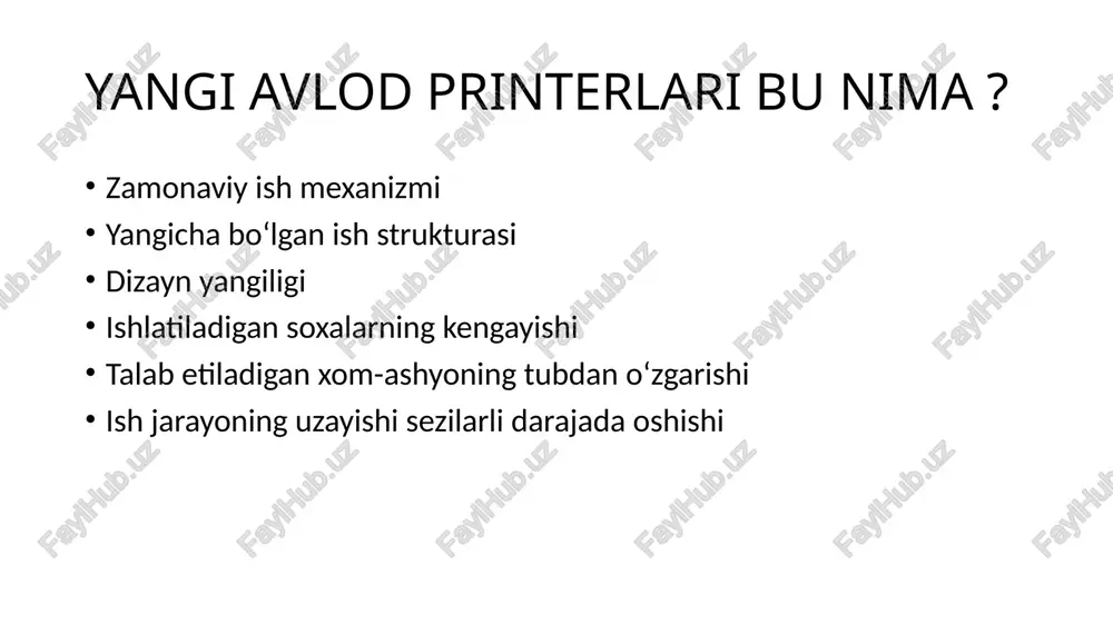ltin, kumush va platinalarga ham ishlov bera oladi. bugungi kunda 3d printerlarning qo‘llanish sohasi hamda ko‘lami tobora kengayib bormoqda. barcha 3d printerlar uch o‘lchamli fazoda chiziqli harakatni amalga oshirish jarayoniga asoslangan. avtomatlashtirilgan tizim chop etish kallagini harakatga keltiradi, kerakli vaqtda materialni (masalan, erigan plastmassani) siqib chiqaradi. bunday qurilma 3d modelni yaratishda xizmat qiladi. 3d printerni ishga tushirishdan oldin sozlamalar panelida chizish tugunagi namangan muhandislik-texnologiya instituti, 2023 yil 3-4 may, 2-tom 111 soplosi platforma bilan koordinata o‘qlari x, y, z bo‘yicha nol holatga keltirib olinadi. 3d printerning soplosi harakati x, y, z koordinata o‘qlaridan uzatilayotgan sonli ma’lumot bo‘yicha harakatlanadi va ijro qismda kerakli qiyofani hosil qilish harakati boshlanadi. 3d printerda modelni yasashda ishlatiladigan texnologiyalar juda ko‘p. mahsulotning sifati texnologiya va modelni yaratishda ishlatiladigan materialga bog‘liq. hozirgi vaqtda buning uchun plastik iplar (4-rasm), fotopolimer qatronlar, metall kukunli qotishmalar, gips kompozit kukunlari, mum, shuningdek, turli xil qurilish va oshxona aralashmalaridan foydalaniladi. maxsus isitish …