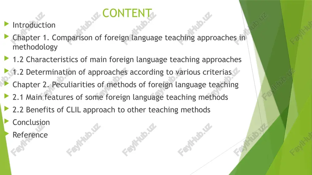 decision whether which method is dominate in teaching foreign language. the theoretical and practical value of the paper is in its applicability to teaching methodology, teaching english as fl in the classes. the structure of the work consists of the introduction, four plans, conclusion and reference. 1.1 characteristics of foreign language teaching approaches in methodology it should be mentioned that the theory and practice knowledge of foreign language teaching at various stages enables the teacher to see the methodical thought in the broad educational prospect, and combine different methods and approaches in the work, taking into account their advantages and disadvantages. the following scientists studied the history of foreign language teaching methods: b. bjrkman, k. a. ganshina, n. i. gez, g. o. hellekjær, b. kumaravadivelu, v. e. raushenbakh, jack richards, e. roulet, l. v. shsherba, f. c. sierra. academician a. a. mirolyubov made a great contribution into foreign language teaching …