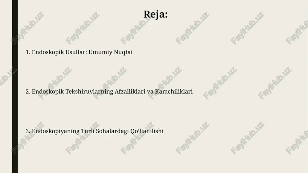 hozlangan boʻlib, yuqori aniqlik va minimal travmani ta'minlaydi. endoskopiya va onkologiya kolonoskopiya kabi endoskopik usullar yo'g'on ichak saratonining rivojlanishidagi adenomatoz poliplarni aniqlash va o'z vaqtida olib tashlash orqali 90% gacha xavfni kamaytirishga yordam beradi. endoskopik biopsiya, tsitologiya va opticheskaya kogerentnaya tomografiya (okt) kabi texnologiyalar o'smalarning gistologik tuzilishini aniqlashni ta'minlab, boshqarishning samaradorligini oshiradi. endoskopik tekshirishning cheklashlari va xavflari endoskopik tekshiruvning asoratlari, masalan, qon ketishi, perforatsiya (1-5% hollarda), yoki infektsiya xavfi mavjud bo'lib, bemorning yoshi va umumiy sog'lig'iga bog'liq. sedatsiya yoki behushlik qo'llanilganda, nafas olish depressiyasi va boshqa reaktsiyalar, taxminan 0,1% hollarda uchraydi, shuning uchun aksariyat hollarda maxsus monitoring talab etiladi. endoskopik usullar tarixi va rivojlanishi 1950-yillardan boshlab, endoskopik jarrohlik amaliyotlari keng qo'llanila boshlandi, bu esa minimal invaziv jarrohlikning rivojlanishiga va bemorlarning tezroq tiklanishiga olib keldi, laparoskopiya esa keng tarqaldi. 20-asrning boshlarida, rentgen texnologiyalarining rivojlanishi bilan birga, endoskoplarning dizayni va funksiyalari sezilarli darajada yaxshilandi, fibro-optik texnologiyalarining qo'llanilishi esa tasvir sifatini keskin oshirdi. …