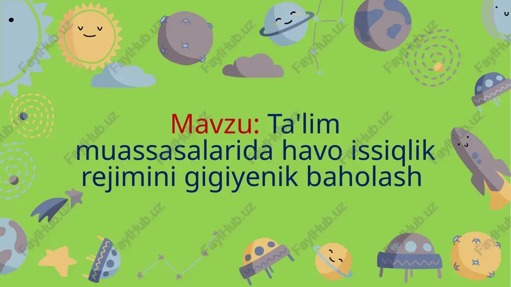 orat 22-24 ° c darajasida saqlanishi kerak; 2) qabul xonalarida, kichik maktabgacha yoshdagi guruhning o'yin xonalarida - 21-23 ° s; 3) guruh, echinish xonalarida - 21-23 ° s; 4)bolalar bog'chasi va maktabgacha ta'lim guruhlari yotoqxonalarida - 19-20 ° s; 5) musiqa va gimnastika zallarida - 19-20 ° s; 6) suzish havzasi hammomi bo'lgan zallarda - kamida 29 ° s; 7) echinish xonalarida dush hovuzidan - 25-26 ° s; 8) tibbiy binolarda - 22-24 ° s. chuqurlik koefitsiyenti-poldan derazaning yorug'lik beruvchi eng baland qirrasi balandligining xona kengligiga nisbati bilan baholanadi. asosiy xonalarda chuqurlik koefitsiyenti 1:2 nisbatda qabul qilinadi. havoning namligi uchun aniq belgilangan standartlar mavjud, uning qiymati 40% dan 60% gacha bo'lishi kerak. amalda, bu ko'rsatkichning to'g'ri qiymati har doim ham kuzatilmaydi. bu juda achinarli, chunki namlik o'lchagichlarga kirish oson emas yoki ularni boshqarish va ishlatish qiyin. qoidalarga ko'ra, shamollatish kunduzi vaqti-vaqti bilan amalga oshirilishi kerak. xonada bolalar borligida ham bir …