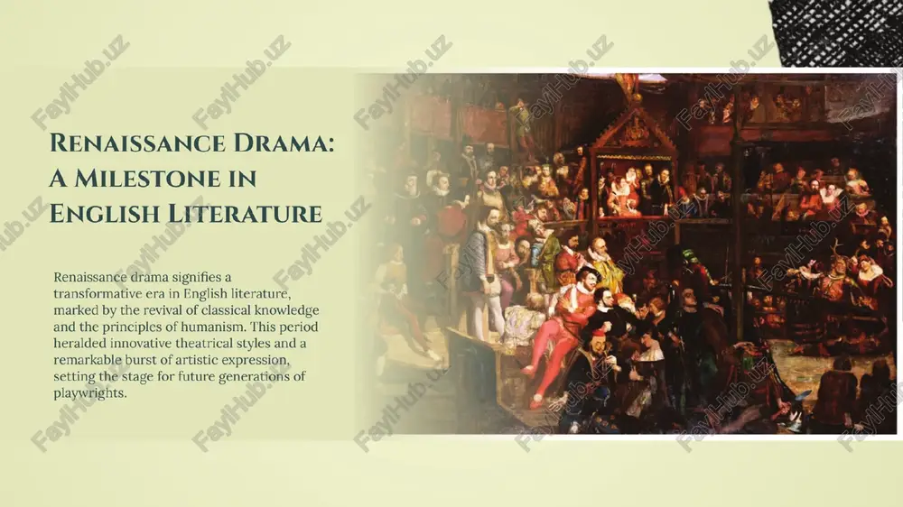 ry the influence of the renaissance begins to wane, paving the way for new cultural movements, though its impact on drama and literature endures. historical context of the renaissance a timeline illustrating the cultural and intellectual revival in europe that shaped the renaissance period. 14th century the renaissance begins in italy, marked by a renewed interest in classical antiquity and humanistic values, leading to advancements in art, science, and literature. 15th century humanism flourishes as scholars study ancient texts, influencing literature and encouraging the development of new dramatic forms and techniques. 16th century the renaissance reaches its peak, with the emergence of iconic playwrights like william shakespeare and christopher marlowe, transforming the theatrical landscape. 17th century the influence of the renaissance begins to wane, paving the way for new cultural movements, though its impact on drama and literature endures. = complex characters ance intricate plots key characteristics of renaissance drama …