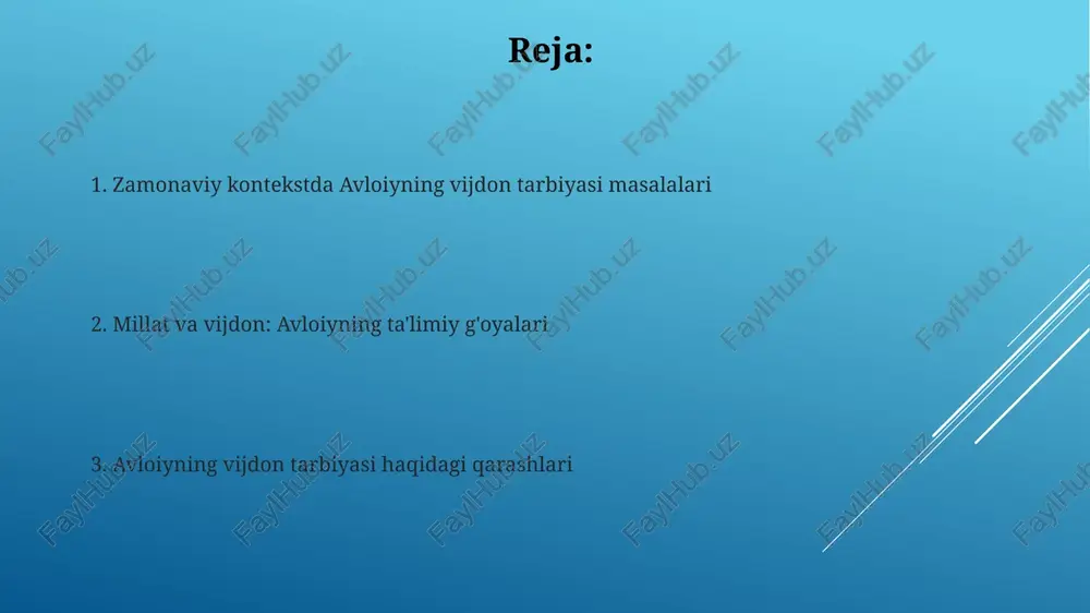 hlil qilingan. "ma'naviy barkamollik mezonlari"da kamida 3 ta turli yosh guruhining ma'naviy tarbiyasi bo'yicha tavsiyalar berilib, har bir bosqich uchun o'ziga xos vazifalar belgilab qo'yilgan. vatanparvarlik tarbiyasi avloniyning fikricha, vatanparvarlik tarbiyasi shaxsning 7 yoshdan 20 yoshgacha boʻlgan davrida oila va maktab hamkorligida intensiv ravishda olib borilishi kerak. u vatanparvarlik tarbiyasini faqat bilim berish bilan emas, balki amaliy faoliyat orqali, masalan, 10 ta milliy anʼanalarni oʻrganish va ularni hayotga tatbiq etish orqali shakllantirishni tavsiya qiladi. ta'lim-tarbiyaning vazifalari avloniy "ta'lim-tarbiyaning vazifalari"da 3 bosqichli ta'lim tizimini – ibtidoiy, o'rta va oliy ta'limni taklif qilib, har bir bosqichning o'ziga xos vazifalarini aniq belgilab beradi. ushbu asarda milliy qadriyatlar, din va axloqning ta'limda muhim o'rin tutishini ta'kidlab, 5 ta asosiy fazilatni – iymon, aql, adolat, mehr-oqibat va jasoratni shakllantirishga alohida e'tibor qaratadi. avłoniyning tarbiya falsafasi avłoniyning tarbiya falsafasi 5 ta asosiy tamoyilga asoslanadi: millat, din, vatan, adolat va bilim. ushbu tamoyillar yosh avlodni ma'naviy-axloqiy jihatdan …