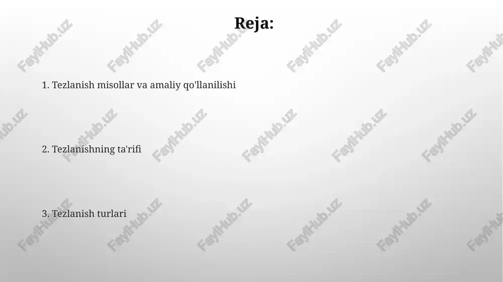 assa o'zgarishiga bog'liq emas. tezlanish tushunchasi avtomobilning tezlanish qobiliyati uning dvigatelining quvvati, og'irligi va boshqa texnik ko'rsatkichlariga, masalan, 0 dan 100 km/soatgacha tezlanish vaqti bilan aniqlanadi. tezlanish miqdori 1 m/s² degani har sekundda tezlik 1 m/s ga ortadi, ya'ni 0 dan 10 m/s gacha tezlanish uchun 10 sekund vaqt kerak bo'ladi. o'rtacha va o'zgaruvchan tezlanish o'zgaruvchan tezlanish esa har bir lahzada tezlikning o'zgarishini aks ettiradi va grafikda egri chiziq bilan ifodalanadi, bu esa murakkabroq hisob-kitoblarni talab qiladi. o'rtacha tezlanish, ma'lum vaqt oralig'idagi tezlik o'zgarishini vaqt oralig'iga bo'lish orqali hisoblanadi, masalan, 5 soniyada 10 m/s tezlikka ega bo'lgan jismning o'rtacha tezlanishi 2 m/s². e'tiboringiz uchun rahmat @taqdimot_robot image3.png image4.jpg image5.jpg image6.jpg image7.jpg image8.jpg image9.jpg image10.jpg image1.png y fa 4 ae e ron ex