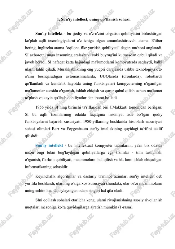 ri si odamlarga o'z ishlarini tezroq va yaxshiroq bajarishda, aqlli va samaraliroq qarorlar qabul qilishda va oxir-oqibat inson aralashuvisiz qaror qabul qilish jarayonlarini avtomatlashtirishga yordam beradi. aslida, sun'iy sun'iy intellekt texnologiyalari odamning ma'lumotni qabul qilish, fikrlash va harakat qilish qobiliyatini taqlid qiladi. ko'pgina rahbarlar sun'iy intellekt biznesning deyarli barcha yo'nalishlarini o'zgartirishi mumkinligini yaxshi bilishadi. ushbu texnologiya tufayli global iqtisodiyot 2030 yilga kelib 15,7 trillion dollarga o'sishi mumkin. sidan eng katta iqtisodiy foyda xitoyda (2030 yilgacha yaimning 20 foizga o'sishi) va shimoliy amerikada (14,5 foiz o'sish) bo'ladi. 2. robotlar. sanoat va maishiy robotlar. robotlar - bu inson harakatlarini taqlid qiladigan yoki yaxshilaydigan kompyuter tomonidan boshqariladigan elektromexanik yoki virtual (maslahatchilar) qurilmalar. robot (chexcha: robota - "mehnat"), sunʼiy mexanik qurilmadir. u odatda elektromexanik tizim boʻlib, odam mehnatini bajaradi. robot soʻzi bilan virtual dasturiy taʼminot agentlariga ham aytilishi mumkin, biroq ularni bot deyish qabul qilingan. robotni insonning hayoti uchun xavfli sharoitlar (kuchli radiatsiya, yuqori …
