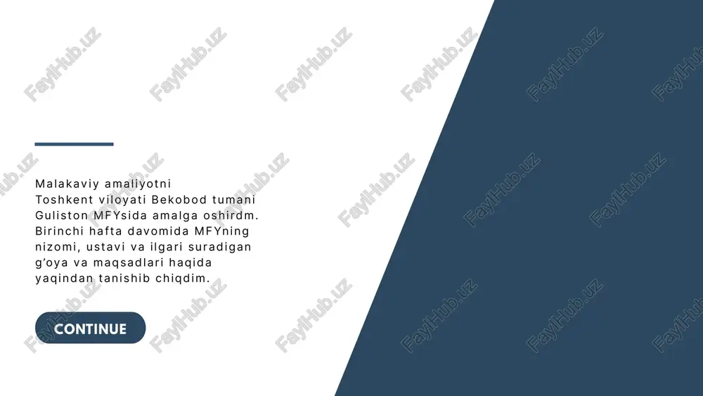 malakaviy amaliyot hisoboti uchun bajargan taqdimoti - Page 2