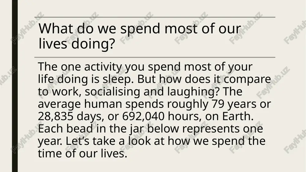 get over the course of our lives? after all that hard work, we love catching up on social media. after a long commute home, we’re likely to settle down to our favourite tv shows too. we spend around 8.3 years (3030 days) in front of the tv. that’s enough to watch 72,720 hour-long programmes in a lifetime. how many times a day do you look at your phone? enough to spend about 3 years on social media. a third of uk adults and half of 18-24-year-olds wake up to check their phone in the middle of the night. how much our lives are spent eating? food glorious food… arguably one of life’s greatest pleasures. we love it so much that we spend almost 4 and a half years eating it! that’s 1583 days’ worth of time munching away. but are we always eating what we love? apparently not, since 64% …