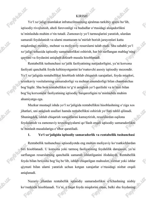 g‘liq bo‘lib, ishlab chiqarilgan mahsulot, xizmat yoki ishlar qiymati bilan ularni yaratish uchun ketgan xarajatlar o‘rtasidagi nisbat orqali aniqlanadi. nazariy jihatdan rentabellik iqtisodiy samaradorlikni o‘lchashning nisbiy ko‘rsatkichi hisoblanadi. ya’ni, u faqat foyda miqdorini emas, balki shu foydaning resurslarga, kapitalga yoki xarajatlarga nisbatan qaytimi darajasini ko‘rsatadi. shuning uchun rentabellik darajasi korxona moliyaviy barqarorligining, ishlab chiqarish samaradorligining va boshqaruv tizimi to‘g‘riligini aks ettiradi. iqtisodiyot nazariyasida rentabellikning bir necha turlari ajratiladi. ular orasida mahsulot rentabelligi, kapital rentabelligi, ishlab chiqarish rentabelligi va umumiy rentabellik mavjud. har bir ko‘rsatkich ma’lum maqsad uchun xizmat qiladi: masalan, mahsulot rentabelligi ishlab chiqarilgan mahsulotning foyda keltirish darajasini aniqlasa, kapital rentabelligi korxonaning umumiy moliyaviy resurslari samaradorligini ko‘rsatadi. rentabellikning iqtisodiyotdagi o‘rni nihoyatda katta. u korxonalar uchun strategik ko‘rsatkich bo‘lib, ishlab chiqarish jarayonida qaysi yo‘nalish foydaliroq ekanligini aniqlash, investitsiyalarni rejalashtirish va ishlab chiqarish xarajatlarini tahlil qilishda asosiy mezon sifatida xizmat qiladi. shuningdek, davlat miqyosida ham rentabellik ko‘rsatkichlari iqtisodiy tarmoqlarning rivojlanish sur’atlarini baholashda, …