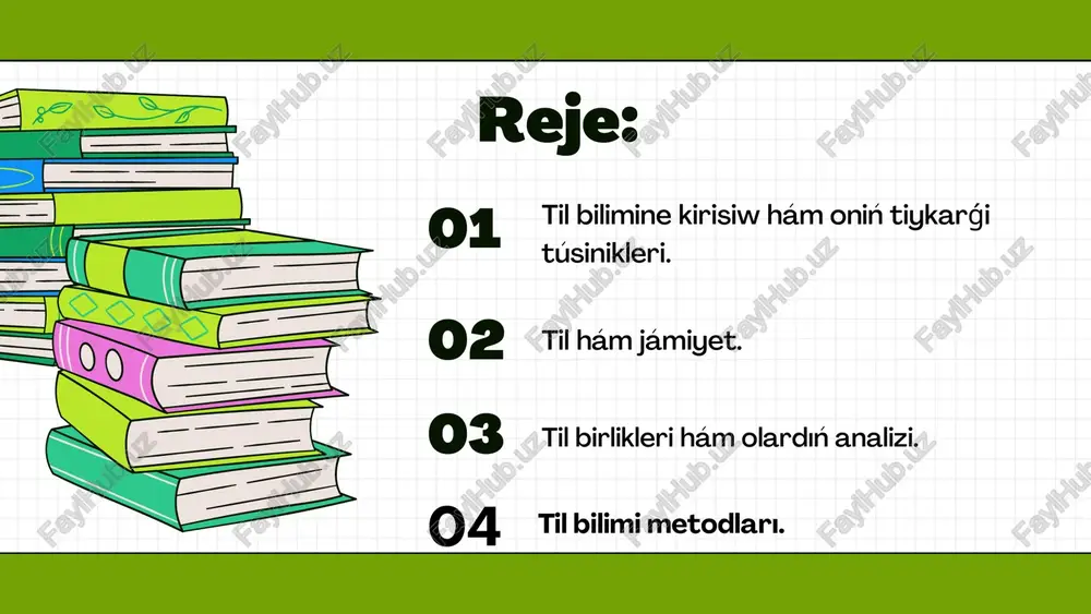 tiykarda rawajlanıp, tildiń strukturalıq, fonetikalıq hám morfologiyalıq tárepleri tallana basladı. xx ásirde strukturalizm, generativlik hám kognitivlik qatnaslar til biliminde jańa usıllardı jarattı. sonıń menen birge, tildin sociallıq hám mádeniy roli de keńnen izertlene basladı. búgingi kúnde til bilimi integrativ pán sıpatında tildi barlıq tárepleri menen úyrenedi. til insannıń sociallıq iskerligi menen tıǵ ız baylanıslı bolıp, ol jámiyet aǵzaları ortasında baylanıs quralı sıpatında xızmet etedi. til járdeminde adamlar pikir almasadı, bilim hám tájiriybe uzatadı, sociallıq qatnasıqlardı qáliplestiredi. sol sebepli til tek individual emes, al sociallıq fenomen sıpatında da izertlenedi, onıń rawajlanıwı hám ózgeriwi jámiettegi sociallıq processlerge baylanıslı boladı. til hám jámiet bir-birine tıǵ ız tásir etetuǵ ın sistema bolıp tabıladı. jámiyettegi mádeniy, siyasiy hám ekonomikalıq ózgerisler tildin leksikasına, grammatikasına hám stilistikalıq ózgesheliklerine tásir kórsetedi. sonıń menen birge, til jámiyetti qáliplestiredi, informaciya uzatadı hám sociallıq normalardı bekkemleydi. bul óz ara baylanıslılıq lingvistika hám sociologiya páni arqalı tereń izertlenedi. til mádeniyattıń ajıralmas bólegi …