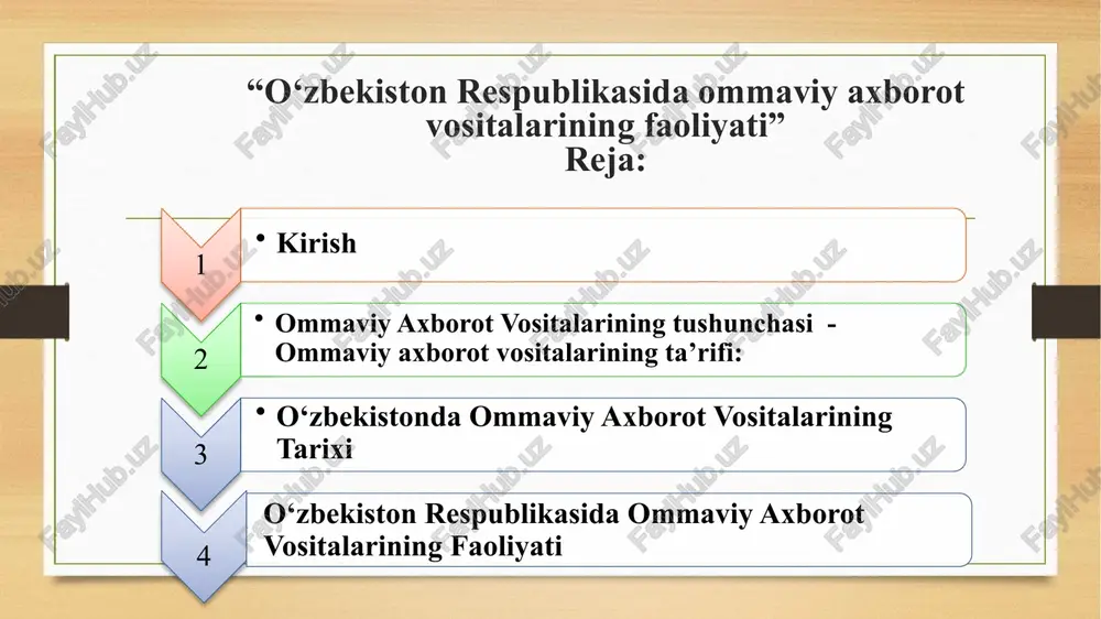 rivojlanishlar haqida xabardor bo‘lish, aloqalarni kuchaytirish, ijtimoiy xizmat ko‘rsatish va ko‘nikmalar tarqatish uchun juda muhim. ommaviy axborot vositalaridan foydalanish juda muhim, lekin ularning foydalari va zararlari haqida ham fikr bildirish zarur. umuman olganda, ommaviy axborot vositalari inson hayotidagi muammolarni yechish, ma’lumotlar almashish va aloqalar ko‘paytirishda katta ahamiyatga ega. ommaviy axborot vositalari inson hayotida hal qiluvchi rol o‘ynaydi, turli jihatlarga ta’sir qiladi va aloqa, ma’lumot almashish, ko‘ngilochar va ta’lim uchun kuchli vosita sifatida ishlaydi. ommaviy axborot vositalarining inson hayotidagi o‘rni: 1. axborot almashish: ommaviy axborot vositalari, jumladan, gazetalar, televideniye, radio va internet yangiliklar va axborotlarni tarqatishda muhim rol o‘ynaydi. u odamlarga mahalliy, milliy va xalqaro voqealar haqida so‘nggi ma’lumot beradi va shu bilan odamlarga atrofdagi dunyo haqida xabardor bo‘lishga yordam beradi. 2. ijtimoiy fikr va munozara: ommaviy axborot vositalari jamoatchilik bilan muloqotni osonlashtiradi va fikr almashishni rag‘batlantiradi. u muhim ijtimoiy, siyosiy va iqtisodiy masalalar bo‘yicha jamoatchilik fikrini shakllantirishga hissa qo‘shib, shaxslarning …