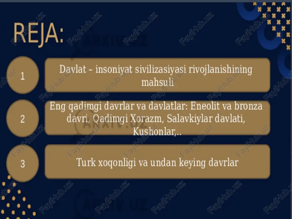 ivojlanishining boshlanishiga sabab bo’ldi. i v4 . . cu oe oe ad eneolit va bronza davri veins . a 2 aqtriya-marg‘iyona madaniyati miloddan avvalgi xxiii-xviii ‘oil asrlarda janubiy o‘zbekiston, sharqiy turkmaniston, afg‘oniston shimolida mavyjud bo‘lgan bronza davri sivilizatsiyalaridan biridir. baqtriya-marg ‘iyona madaniyati bizning davrimizda hind-yevropaliklar kelguniga qadar mahalliy madaniyat sifatida qaraladi. yugori darajada rivojlangan kulolchilik va zargarlik sanoati shaharlarda ko‘plab hunarmandlar mavjudligini ko‘rsatadi. qadimgi bagtriya baqtriya — amudaryoni yuqori va o‘rta oqimidagi tarixiy viloyat. asosan hozirgi o‘zbekiston va tojikistonning janubiy viloyatlari hamda afg‘onistonning shimoliy qismini-o‘ ichiga olgan. shimolda sug‘d, janubda va janubi-shargda araxosiya, gandhara, g‘arbda marg‘iyona bilan chegaralangan. e markaziy shahri baqtra (zariaspa) bo‘lgan. baqtriya mi avvalgi vi—iv asrlarda ahamoniylar, aleksandr (iskan sala is saltanatlari, so‘ngra miloddan avvalgi iii asr o‘rtasidan yunon-baqtriya podsholigi tarkibiga kirgan; milodd. avvalai ii asrda toharlar tomonidan bosib olinaach, toxariston a xo navtaka (qashqadaryo vohasi) ga chekingan. ammo bess tezda qo'lga olinib, qatl etilgan.so‘ng, a. samargandni …