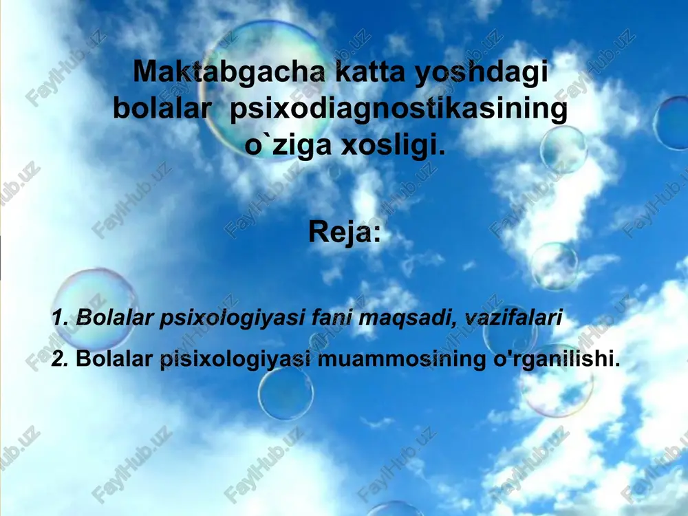 gungi kunda bolalar psixologiyasi fanining oldida bir qancha muhim nazariy va amaliy vazifalari turadi. bolalar psixologiyasining nazariy vazifalari uning nazariy muammolarini echishga qaratilgan. jumladan, uning nazariy vazifalariga quyidagilar kiradi: turli yoshdagi bolalarga xos bo‘lgan psixologik xususiyatlarni, ya’ni bolalarning idrokiga, sezgi – tuyg‘ulariga, diqqatiga va xotirasiga, nutqi va tafakkuriga, xayoliga, irodasiga xos xususiyatlarni o‘rganish; i.p.pavlovning oliy nerv faoliyati haqidagi ta’limoti asosida turli yoshdagi bolalar psixik protsesslari hususiyatlariniing nerv– fiziologik asoslarni o‘rganish; bolaning psixik taraqqiyotiga faol ta’sir kiluvchi omillarni aniqlab berish; turli yoshdagi bolalarning rivojlanishiga xos bo‘lgan qonuniyatlarni o‘rganish; bola shaxsi va shaxsiga xos bo‘lgan psixologik xususiyatlarni o‘rganish; bolani maktab ta’limiga tayyorlash; maktabda muvaffaqiyatli o‘qish uchun bolaning aqliy jarayonlarini faollashtirish; ta’lim jarayonida bolaning mustaqil, ijodiy, faol tafakkurini shakllantirish; ta’lim – tarbiya jarayonida bolaning maxsus qobiliyatlarini shakllantirish; 10.ta’lim – tarbiya ishlarini psixologik mazmunini ochib berishdan iboratdir. uning amaliy vazifalariga turli yoshdagi bolalarning psixik taraqqiyoti xususiyatlariga doir bilimlarni tarbiyachilir, o‘qituvchilar, ota – onalar ya’ni …
