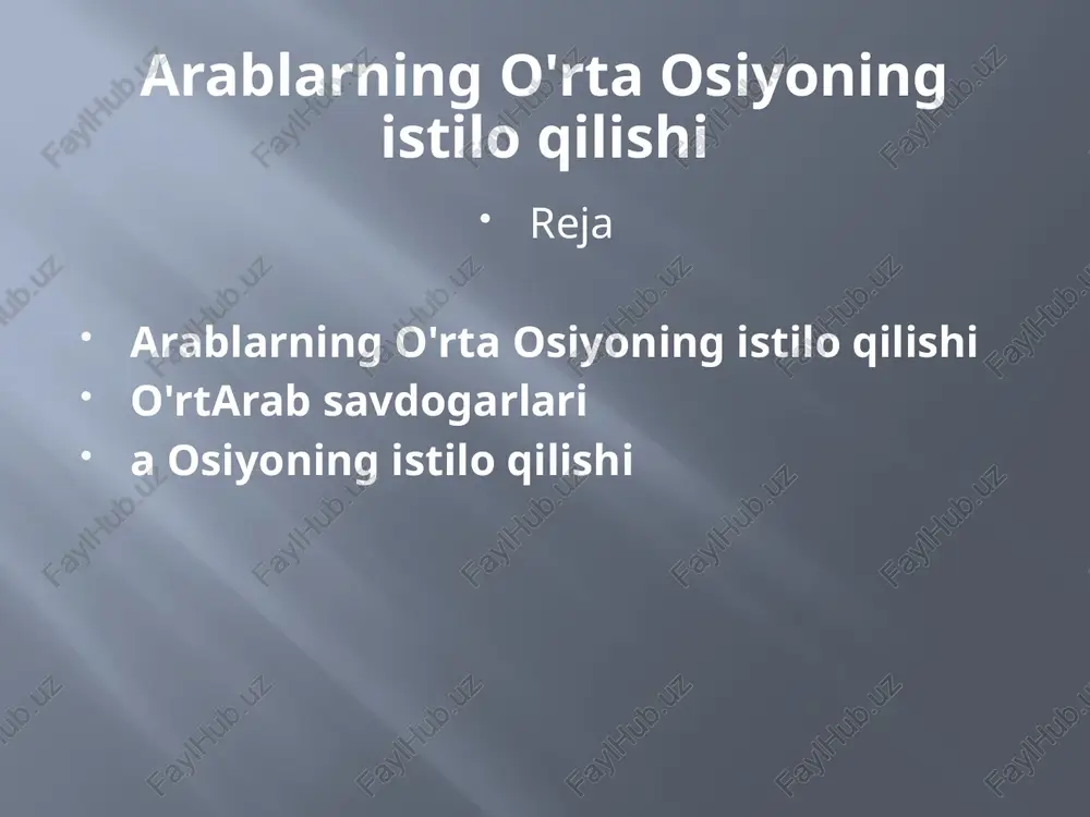 bo’lgan davlatlarning ichki tanazzulga yuz tutganligi, balki arab lashkarboshilarining harbiy san’ati bilan ham izohlash mumkin. arablarning asosiy kuchi shiddatli engil otliq qo’shinda edi. arablar raqiblari qo’shiniga yopirilib hujum qilib, yo’llarida duch kelgan barcha narsani yanchib tashlardilar. shuni ham aytish joizki, eron, vizantiya va rim viloyatlari aholisi feodal zodagonlarning og’ir soliqlaridan bezib, arablarga qarshilik ko’rsatmaganlar, ularni deyarli haloskorlar deb hisoblashgan. mahalliy aholi “hudo rimliklar zulmidan bizni halos etish, ulardan qasos olish uchun arablarni yubordi” deb aytardi. ko’pgina shaharlar aholisi hayotlari va mol-mulklari saqlab qolinishi shartlari asosida jangsiz taslim bo’lishgan. arab istilochilari bo’ysundirilgan mamlakatlarda ilgarigi tartiblarni saqlab qolishgan. halifalikda hristianlar, yahudiylar, zardushtiylarga nisbatan diniy bag’rikenglik saqlangan. dastlabki vaqtlarda arablar sobiq eron va vizantiya mulklari aholisi zimmasiga katta soliqlar yuklamaganlar, bu mahalliy aholini ularga nisbatan iliq munosabatini yanada mustahkamlagan. ulkan hududlarni egallanishi va boy harbiy o’lja arablar o’rtasida mulkiy tabaqalanishni yanada chuqurlashtirgan. bu ayniqsa uchinchi halifa – usmon davrida sezilgan. u yerlarni bosib …
