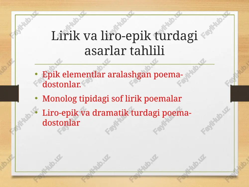 k elementlarni taqozo qiladi. hayot materiali o’zini (o’rni kelganda) ob’ektiv tarzda tasvirlash uchun shoirni "majbur qiladi". liro-epik va dramatik turdagi poema-dostonlar so’nggi yillarda bu har ikki tipdagi poemalarda ham lirik qahramon xarakterini yaratishda tasvirda ruhiyat bosh omilga aylandi. ya’ni, lirik qahramon ruhiyatini ijtimoiy muhit, voqelik masalalari bilan uyg`un holda tadqiq etish mayli kuchaydi. buni quyidagi ob’ektiv va sub’ektiv omillar bilan izohlash mumkin, birinchidan so’nggi yillarda inson shaxsiga bo’lgan e’tiborning kuchayishi insonning ruhiy iqlimlarini qalbining to’rt faslini tadqiq etish bevosita, uning oigi, saviyasi, fantaziyasini ham keng qamrab olishni taqozo etdi. keyingi paytda hayotimizdagi ulkan o’zgarishlar, mustaqillikka erishish uning sharofati bilan keng dunyoga chiqish, inson ma’naviy dunyosini ham ongini ham, fikrlashini ham, tubdan o’zgartirib yubordi, bu mushohadakorlik teran fikrlash jarayoni faqat ayrim odamlar shaxsidagina ro’y berib qolmay, butun xalq uchun xarakterilidir. ikkinchidan bugungi inson qalbini jamiyat qalbi bilan omuxta tadqiq etish, ijodkorndan unga chuqur mushohavdalik bilan yondashishni talab etadi.. natijada, falsafiy o’ylar …