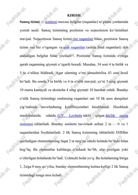 -biridan keskin farqlanuvchan sanoq sistemalaridan foydalanganlar. masalan, 12 lik sanoq sistemasi juda keng qo‘llanilgan. uning kelib chiqishida albatta tabiiy hisoblash vositasi - qo‘limizning ahamiyati katta. bosh barmog‘imizdan farqli qolgan to‘rttala barmog‘imizning har biri 3 tadan, ya’ni hammasi bo‘lib 12 ta bo‘g‘indan iboratdir. mazkur sanoq sistema izlari hanuzgacha saqlanib qolgan. masalan, inglizlarda uzunlikni o‘lchash birligi: 1 fut = 12 dyum=30 sm, pul birligi 1 shilling = 12 pens. qadimgi bobilda ancha murakkab bo‘lgan sanoq sistemasi – 60lik sanoq sistemasi qo‘llanilgan. bu sanoq sistemasining qoldiqlari hozir ham bor. masalan: 1 soat = 60 minut 1 minut = 60 sekund xvi – xvii asrlargacha amerika qit’asining katta qismini egallagan atstek va mayyalarda 20 lik sanoq sistemasi qo‘llanilgan. bunday misollarni ko‘plab keltirish mumkin. biz asosan o‘nlik sanoq sistemasidan foydalanamiz. lekin, o‘nlik sanoq sistemasidan kichik sanoq sistemalarida sonlarni belgilash uchun arab raqami belgilaridan foydalaniladi. masalan, beshlik sanoq sistemasida 0, 1, 2, 3, 4 raqamlari, yettilik …