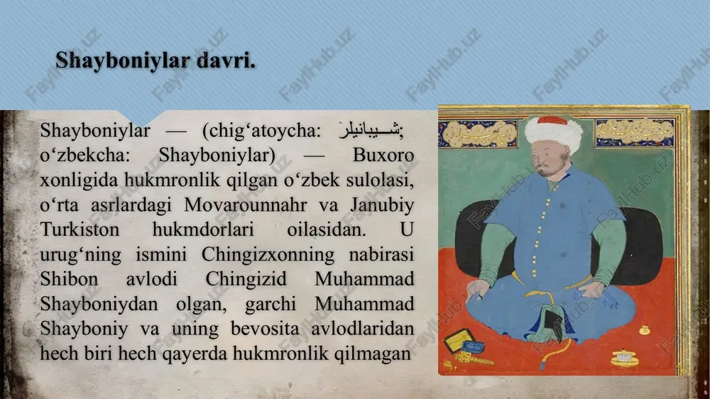 gan. uning vazifasi xon farmonlarini, rasmiy hujjatlarni mas’ul shaxslarga, ijrochilarga yetkazishdan iborat bo’lgan. dodxoh mansabida ishlagan amaldor dargohga tushgan arizalarni qabul qilgan va ularga javob qaytargan. shuningdek, mamlakatda adolat mezonlariga amal qilinishini nazorat qilgan. muhim davlat mansablaridan yana biri-ko’kaldosh mansabi edi. bu mansabga xon sulolasiga eng yaqin shaxslardangina tayinlangan. ko’kaldosh xon siyosatiga fuqarolarning munosabatini o’rgangan va bu siyosatning daxlsizligini ta’minlagan. shayxulislom shariat qonunlari bajarilishi ustidan nazoratni amalga oshirgan. qozikalon lavozimida ishlagan amaldor sud ishlariga yetakchilik qilgan. yana bir muhim davlat lavozimi muhtasib (rais) deb atalgan. bu lavozimni egallagan amaldor mamlakat fuqarolarining axloq qoidalariga rioya qilishlarini nazorat qilish bilan shug’ullangan. davlatda, shuningdek, miroxur (xonga tegishli yilqi, ot­-ulov va ularning ta’minoti bilan shug’ullanuvchi), shig’ovul (chet davlatlar elchilarini qabul qilish xizmatining boshlig’i), qushchi (xonning ovini tashkil etuvchi), bakovulboshi, dasturxonchi, qo’rchiboshi (qurol-aslaha xizmati boshlig’i), jarchi, tavochi, tug’begi, kitobdor, mirzaboshi, munshiy, muhrdor, xazinachi, mehtar kabi mansablar ham mavjud bo’lgan. xon va shahzodalar o’rtasidagi ichki munosabatlar …