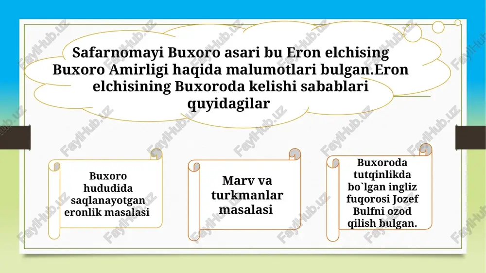 yuboradi.eron shohi tomomidan qabul qilinib muhammad aminxonni “do`stlik isxori”bitilgan maktubni topshiradi.bu maktubda xiva xoni o`zini eron shohiga tenglagani eron shohiga yoqmaydi. 1851 yilning 5 aprelida o taniyoz mahram va rizoqulixon lolabosh i rahbarligidagi har ikkala elchi li k tehrondan yo'lga chi qi b , mozan daronvaa strobod orqali xorazm sari ravona bo'ladilar rizoqulixon lolaboshi boshchiligidagi elchilikning maqsadi : 1.xonlikda bulgan barcha eron fuqorolarini asoratdan qutqarish 2.mamlakatda qulchilikni tugatish 3.yuqoridagi talablardan bosh tortsa boshqa yo`llarni qullash 4.turkman sardorlari orasida eronga taslim bulishi haqida ochiq tashviqot olib boorish 5.ko`rilgan va eshitilgan barcha narsalarni yozib boorish,xaritalar va kundaliklar 6xonni eronning siyosiy rahnomo ekanligi tan oldirish eron qo`shinlari sevars ostonalariga yaqinlashib kelayotganini eshitgan muhammad aminxon “g`azot e`lon qiladi.qizilboshlilarga qarshi va turkmanlarning yovmut va jamshidlardan iborat bulgan saralangan qo`shini mir ahmadxon jamshid qo`mondonligida qizilboshlilarga qarshi otlanadi. lekin eron shoxi amiri kabirning turkiston rejasi amalga oshmadi.taxtdan tushirilib nosiriddin shoxning buyrug`i bilan kushonga badarg`a qilindi va qatl …