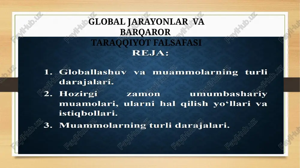xususiy muammolar mahalliy muammolar muammolarning _ turli darajalari —) any coomera mintaqaviy muammolar global muammolar sog’liqni saqlash @ | qaralaralbovieko.. adobe photoshop... @ behzod wh mavzu_zamonaviy 2... wil hoxywerrr microsoft aral aral boy! ekologiyaliq mashqlalari bi o6ecrnsxa bi o6ecrnsxa = date (0) sog’liqni saqlash demografik : iqtisodiy izi rivojlanishning tizim sir notekisligi asosiy global muammolar tizimi ta’lim energetika va muammosi xom-ashyo resurslari urush va tinchlik muammosi i bolalarning ijtimoiy (@® ~— qaralaral boyieko... adobe photoshop -[.. @ behzod |w mayzu__zamonaviy a... wj loxyment microsoft fa shas rivolanishi- po. a 2) eng 1715 = _ aral aral boy! ekologiyaliq mashqlalari 772 | — 10% +| g&s hozirgi zamon umumbashariy muammolari insoniyat sivilizatsiyasining taraqgqiyoti bilan bog tiq bo ‘igan eng muhim va asosiy muammolardir. he wy o6ecmaxa bi o6ecrnsxa = date (0) ti bolalamingitimoiy... ® | garalaralbovieko.. & adobe photoshop -[.. @ behzod wa mavzu_zamonaviy 2... wil doxymer microsoft ..._[b9 shaxs rvojlanishi- …