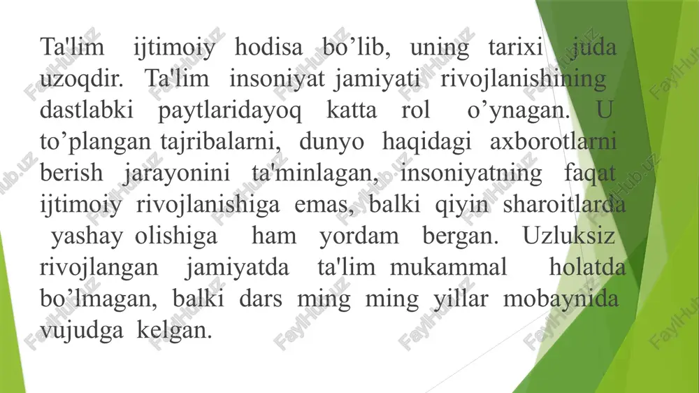 tkichidan kelib chiqqan holda dars jarayoni tashkillashtiriladi. dars jarayoni uchun ajratilgan unumli foydalaniladi. yakkama – yakka dars o’tish jarayonida, o’quvchining qaysi mavzularda oqsayotgani va qaysi sohada muvaffaqiyatga erishayotganini nazoratga erishayotganini bemalol kuzatish mumkin. ammo ushbu ta’lim shaklining ham o’ziga yarasha kamchiliklari mavjud. masalan, o’quvchi individual ta’lim shaklida tez zerikib yoki charchab qolishi , omma oldida o’z nutqini erkin ifoda etolmaydigan, raqobat va musobaqa ruhida tarbiyalanmagan bo’lib qolishi mumkin. barchaga ma’lumki, har bir o’quvchi o’zidan yaxshi o’zlashtiruvchi o’quvchi bor bo’lsagina o’sha o’quvchiga havas qilib yoki undan o’zib ketish maqsadida ham jon-jahdi bilan o’qiydi. sinf-dars ta’lim shakli ham bir qancha ijobiy tomonlarni o’zida qamrab oladi. birinchidan, ushbu ta’lim shakli guruh bo’lib dars o’tishga mo’ljallangan. shunga ko’ra dars jarayoni musobaqa tarzida amalga oshiriladi. yuqorida aytib o’tganimizdek, o’quvchi o’zidan yaxshi o’zlashtirayotgan o’quvchidan o’zib ketish maqsadida ham o’qiydi. raqobat bor yerda rivojlanish bo’ladi. bundan tashqari, dars jarayoni ham qiziqarli bo’ladi. o’quvchilar jamoa oldida fikrini ifodalashga …