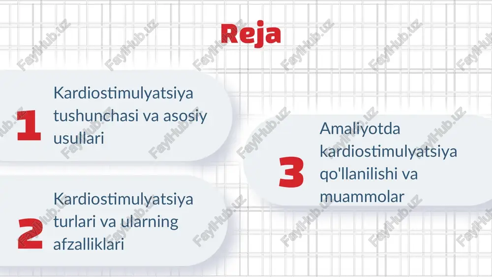 ga oshiriladi. kardiostimulyatsiya va yurak anatomiyasi yurak anatomiyasi kardiostimulyatsiyaning muhim qismidir. yurakning elektr tizimi, sa va av tugunlari yurak ritmini boshqaradi, shuningdek, implantatsiya joylari va anatomik tuzilmalar muhim rol o'ynaydi. yurakning elektr tizimi impulslarni o'tkazadi. pacemaker joylashadigan aniq anatomik joylar, masalan, yengil yurak soqoli va septum, to'g'ri joylashishi muhim, bu esa yurak ritmining barqarorligini ta'minlaydi. kardiostimulyatsiya uchun zarur bo'lgan anatomik tuzilmalar, ayniqsa, yurakning ichki tuzilmalari va pacemaker joylashuvi uchun mo'ljallangan joylar, muhim, to'g'ri joylashtirish muhim natijalarga olib keladi. kardiostimulyatsiya afzalliklari yurak ritmini normallashtirish kardiostimulyatsiya yurakning noto'g'ri yoki zaif ritmiga qarshi samarali yechim bo'lib, yurak to'lqini va ritmini tartibga soladi, shuning bilan yurak bosimining barqarorligini ta'minlaydi. yurak xavfini kamaytirish yurak to'qimalariga yetarli qon oqimini ta'minlab, yurak yetishmovchiligi va boshqa yurak muammolarining rivojlanish ehtimolini kamaytiradi, bu esa bemorning umumiy sog'lig'ini yaxshilaydi. hayot sifatini yaxshilash yaxshilangan yurak faoliyati bilan bemorlar ko'proq harakat qilish imkoniyatiga ega bo'lib, ularning kundalik hayotdagi faoliyatlari va umumiy farovonligi …