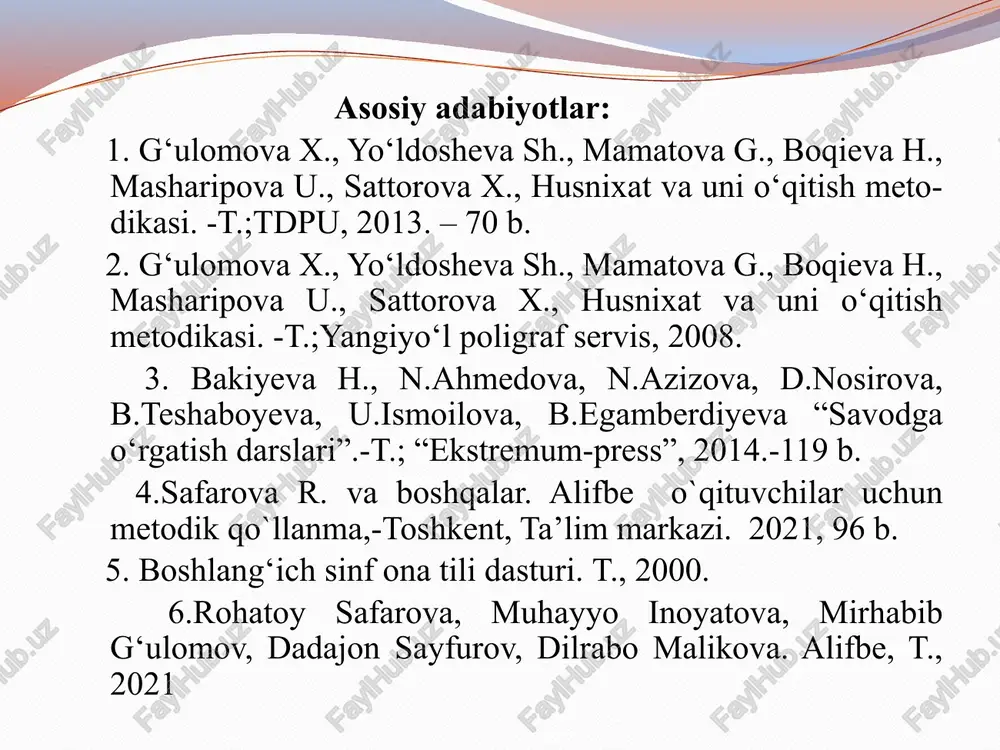 ar asosida yuzaga keladi. boshlang‘ich sinflarda o‘quvchilarni husnixat bilan yozishga o‘rgatish metodikasi ularda aniq , chiroyli va tez yozish imkonini hosil qilishi lozim. bu kabi vazifalarni amalga oshirish uchun dastur mazmunini va uning talablarini o‘qitish usullarini yozuvga o‘rgatishning gigeyenik shartlarini, o‘quvchilarning yozuvidagi individual kamchiliklarini tahlil qilish sabablarini aniqlash va tuzatish usullarini ishlab chiqish zarur. demak, yozuv kishi hayotida pedagogik va ijtimoiy ahamiyatga ega. yuqoridagi talab asosida yozishga o‘rganishi boshlang‘ich sinflardan boshlanadi. 1-4-sinf o‘quvchilarini chiroyli yozishga o‘rgatish uchun o‘qituvchining o‘zi husnixat bilan yozishi, shu bilan birga o‘quvchilarni chiroyli yozishga o‘rgata olishi kerak. husnixat o‘qitish texnologiyasi fani amaliy fan bo‘lib u chiroyli yozishga o‘rgatish bilan bir qatorda o‘qitish tarbiyalash, vazifalarini bajaradi. husnixat o‘qitish texnologiyasi fanining maqsadi: talabalarga husnixat metodikasidan nazariy ma’lumot berish, bo‘lg‘usi o‘qituvchilarni husnixat talablari asosida yozishga o‘rgatish, boshlang‘ich ta’limda o‘quvchilarni husnixatga o‘rgatishning metod va usullari bilan qurollantirishdan iborat. boshqa fanlar kabi husnixat o‘qitish texnologiyasining o‘z predmeti bor. bu fanning predmeti …