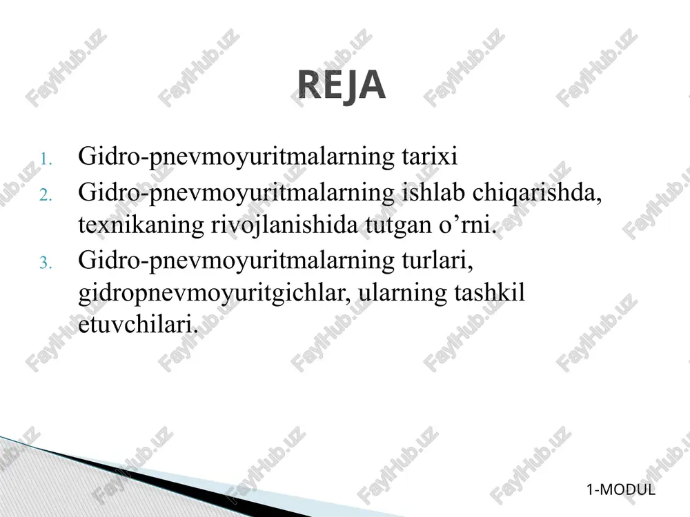 . keyinshalik suyukliklarnnng muvozanat va harakat qonunlari ikki yo`nalish bo`yisha taraqqiy qila boshlandi. bulardan biri tajribalarga asoslangan gidravlika bo`lsa, ikkinchisi nazariy mexanikaning mustaqil bo`limi sifatida taraqqiy qila boshlagan nazariy gidromexanika edi. 1-modul b. paskal l. eyler d. bernulli nazariy gidromexanika aniq matematikaga asoslangan bo`lib, suyuqlik qo­nun­­larini differensial tenglamalar bilan ifodalash va ularni yeshishga asoslanadi. bu nazariy bilimlarning taraqqiy qilishiga xvii-xviii asrlarda yashagan buyuk matematik-mexanik olimlar l. eyler, d. bernulli, m. lomonosov, lagranjlarning ilmiy asarlari asos bo`ldi. gidravlika suyuqliklarda kuchlarning tarqalishi va uning harakat davomida o`zgarib borishi qonunlarini har xil qurilmalar va mashinalarni hisoblash hamda loyihalashga tatbiq etish bilan ham shug`ullanadi. hozirgi zamon sanoati va texnikasida o`zbek olimi x.a. raxmatulin asos solgan ko`p fazali muhitlar gidrodinamikasi muhim ahamiyatga ega. 1-modul insoniyat tarixida suyuqlik harakatini mexanik harakatga, aylantirib beruvshi birinshi qurilma charxpalak bo`lib, uning o`rta osiyo, hindiston, xitoy va misrda bundan 3000 yillar avval sug`orish ishlarida va tegirmonlarda qo`llanilganligi ma’lum. 1-modul hozirgi …