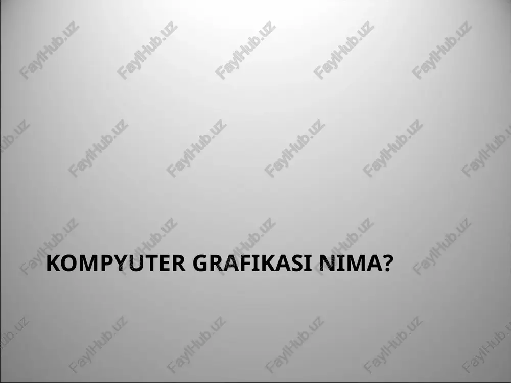 ni qayta ishlovchi komplekslar - adobe premier; ilmiy vizuallashtirish ishlarini bajaruvchi dasturlar – surfer, grapher, mapviewer, autocad. kompyuter grafikasi turlari hozirgi kunda kompyuter grafikasi asosan uch turga bo’lib o’rganiladi: rastrli grafika; vektorli grafika; fraktal grafika. ular o’rtasidagi asosiy farq nurning displey ekrandan o’tish usulidan iborat. shuningdek ular bir-biridan monitor ekranida tasvirlanishi va qog`ozda bosib chiqarilishi bilan farqlanadi. eslab qoluvchi elektron-nurli trubkalarga ega vektorli qurilmalarda nur berilgan traektoriya bo’ylab bir marta chopib o’tadi, uning izi esa ekranda keyinga buyruq berilguncha saqlanib qoladi. vektorli grafikaning asosiy elementi – chiziqdir. vektorli grafika bilan ishlovchi dasturiy vositalar birinchi navbatda tasvirlarni yaratishga mo’ljallangan. vektorli grafika muxarrirlariga misol qilib adobe illustrator, corel draw va macromediya flashlarni keltirish mumkin. ushbu dasturiy vositalarda ishlangan rasmlar nuqtalar koordinatalari xamda ushbu nuqtalardan o’tuvchi chiziqlar xamda vektorlar formulalaridan iborat bo’ladi. vektorli grafikada yaratilgan tasvirlar logotip, illyustratsiyalar va zastavkalar yaratishda foydalaniladi. vektorli grafika vektorli grafika- shrift va oddiy geometrik elementlarni qo’llash imkoniyatini …
