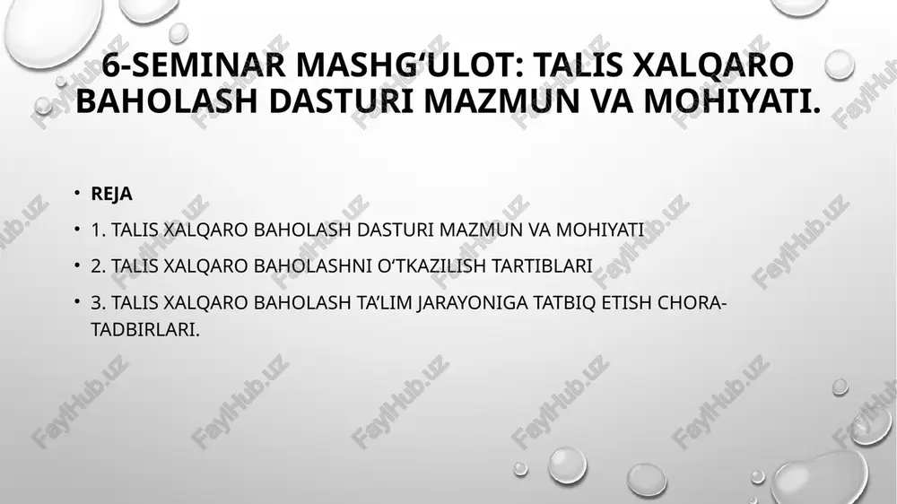 ta’lim siyosatini ishlab chiqishda yangi ustuvor yo‘nalishlarni ko‘rib chiqish va aniqlash imkonini beradigan ishonchli, dolzarb va qiyosiy ma’lumotlar taqdim etishdan iborat. tadqiqotlar maktab o‘qituvchilari va direktorlariga nafaqat milliy, balki xalqaro darajada o‘z fikrini bildirish imkonini beradi. unda, ta’lim muassasalaridagi ahvol, o‘qituvchilarning faoliyatidagi muammolar tizimli tahlil qilinib, natijalar individual tarzda emas, balki reprezentativlik tamoyili asosida davlatlar va xalqaro miqyosda solishtirma tahlillar olib boriladi. o‘qituvchilar, maktab rahbarlari va o‘qitishning ishonchli ko‘rsatkichlarini ishlab chiqish, vaqt o‘tishi bilan o‘zgarishlar yoki izchilliklar bo‘yicha haqiqiy xalqaro taqqoslashlar va istiqbollarni ta’minlashdan iboratdir. ushbu ko‘rsatkichlarning tahlillarini talqin qilish ta’lim siyosati va amaliyoti bilan bog‘liq manfaatdor tomonlarning uch guruhiga yo‘naltirilgan:  ularga o‘qituvchilik kasbini rivojlantirishga ko‘maklashuvchi siyosatni ko‘rib chiqish va ishlab chiqishga yordam berish hamda samarali o‘qitish va o‘rganish uchun yaxshi sharoit yaratish.  o‘qituvchilar, maktab rahbarlari va ta’lim sohasidagi mutaxassislar uchun ta’lim amaliyotini muhokamaga targ‘ib qilish va ularni takomillashtirish yo‘llarini ko‘rsatish.  tadqiqotchilar, har bir kontent sohasi bo‘yicha …
