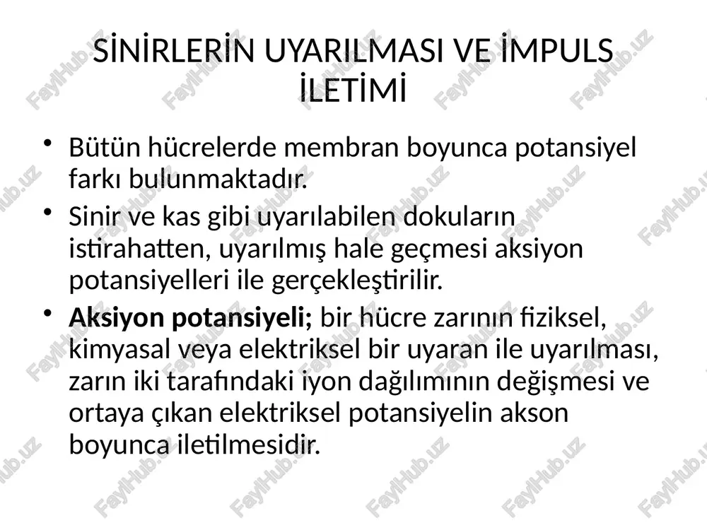galvani̇ a-kesi̇kli̇ galvani̇ düz akımın en çok kullanılan modifiye şeklidir. modifikasyonu triod lambalarla yapılır. akımın başlangıç ve bitiş noktaları düzenli aralıklarla birbirini takip eder şiddetin iniş ve çıkışı ani olan kesikli galvaniye rektangüler kesikli galvani denir. devreye kondansatör ilavesiyle şiddeti yavaşça yükselip alçalan akım elde edilir ki, buna trapezoid(üçgen,progresif) kesikli galvani denir. akımın geçiş süresi ve sıklığı ayarlanabilir. surge edi̇lmi̇ş galvani̇ şiddeti yavaş yavaş artar ve azalır. stimulusun zamanı uzundur. modifiye galvanik akımların fizyolojik etkileri 1- duyu sinirleri üzerine; uyarma etkileri fazladır. refleks vazodilatasyonu sonucu eritem meydana getirirler. 2- motor sinirler üzerine; o sinirin inerve ettiği kasta kontraksiyon meydana getirirler. 3- denerve kaslar üzerine; denerve kaslar modifiye düz akımlara daima cevap verirler. meydana gelen kontraksiyonlar sürüncemelidir. 4- kutup etkileri; düz galvanideki gibi(-) kutup, (+) kutuptan daha etkilidir. denervasyon alt motor nöron lezyonu periferik sinir lezyonu periferik sinir lezyonu; periferik sinirin anatomik ve/veya fizyolojik bütünlüğünün bozulmasıdır. akson hasarı ve konnektif doku …